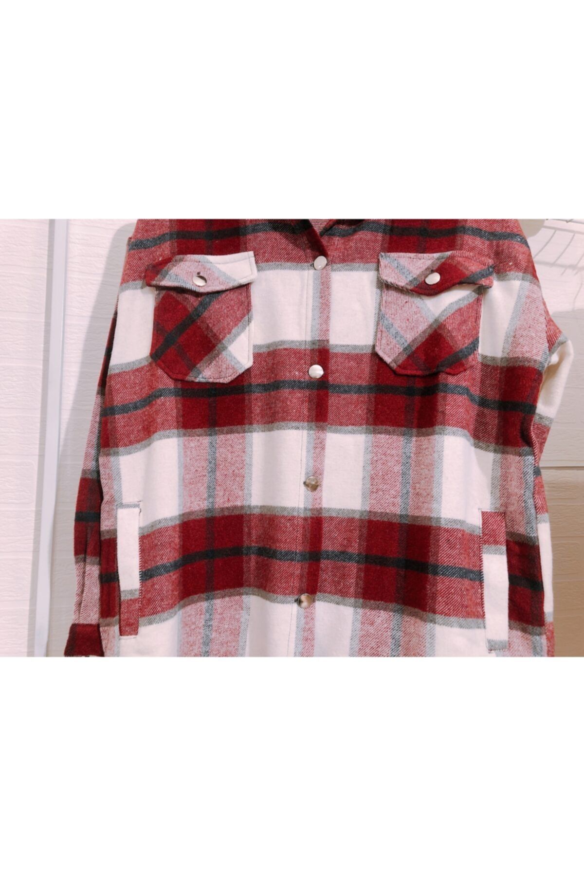 Bordo-ekru Oduncu Gömlek Ceket-oops