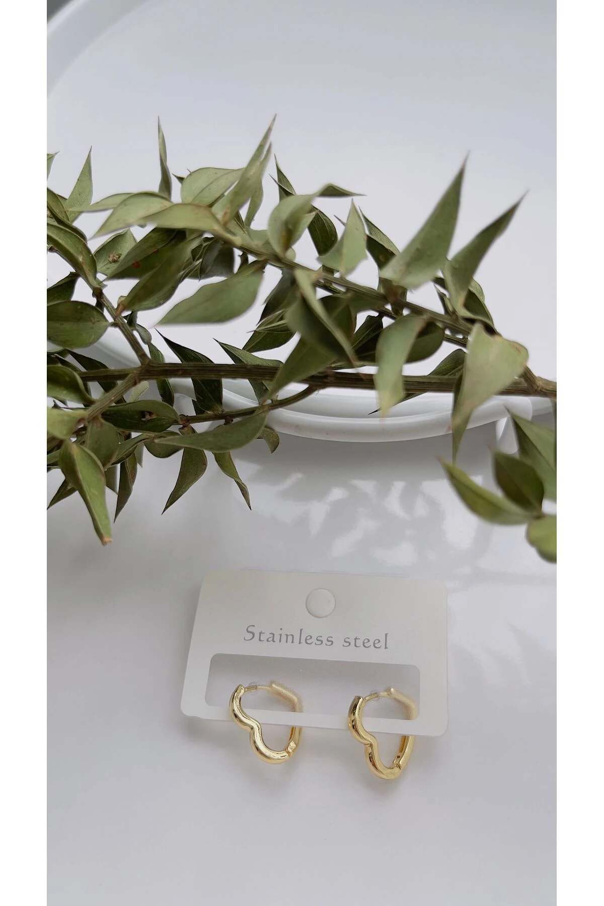 Çelik Kalpli Halka Küpe