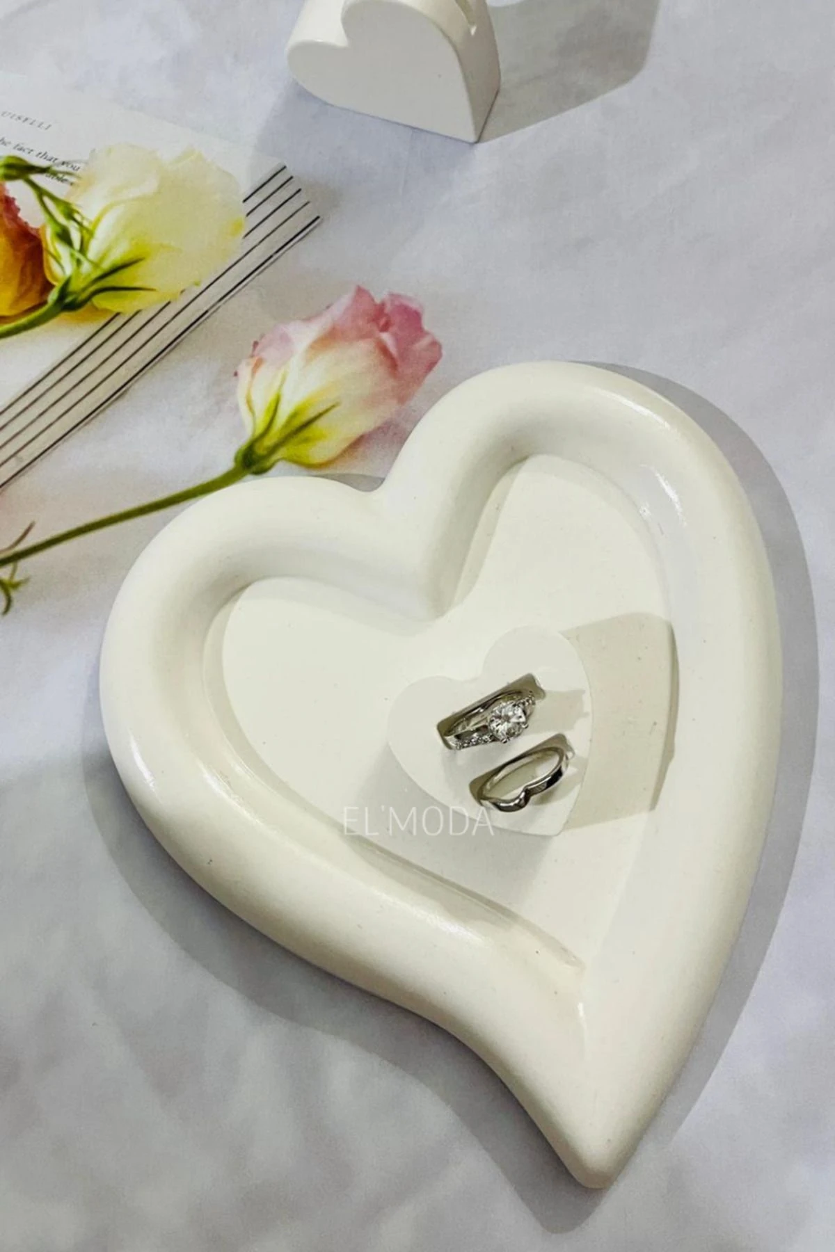 Kalp Dekoratif Takı Tabağı,Sunumluk, Mumluk, Takı Çekim Standı