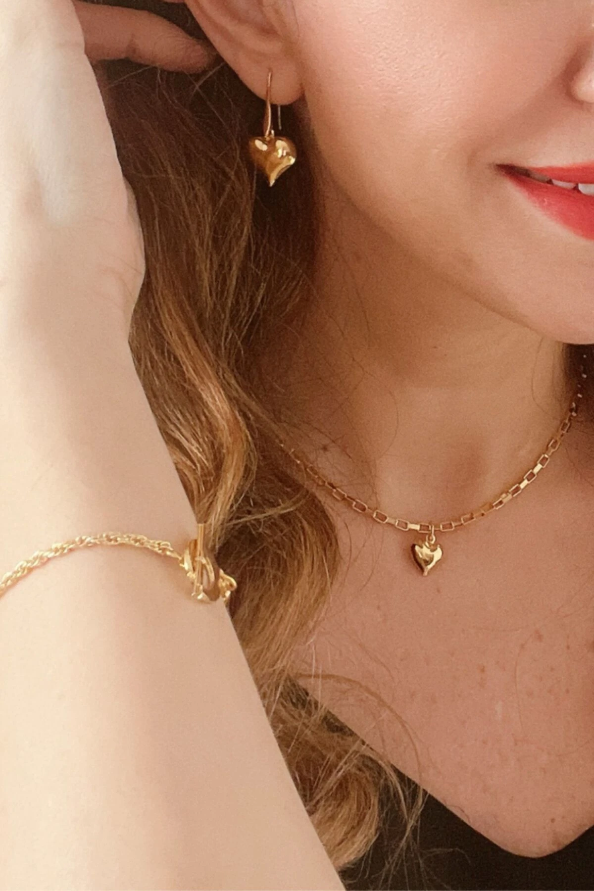 Altın Kaplama Kalpli Kolye