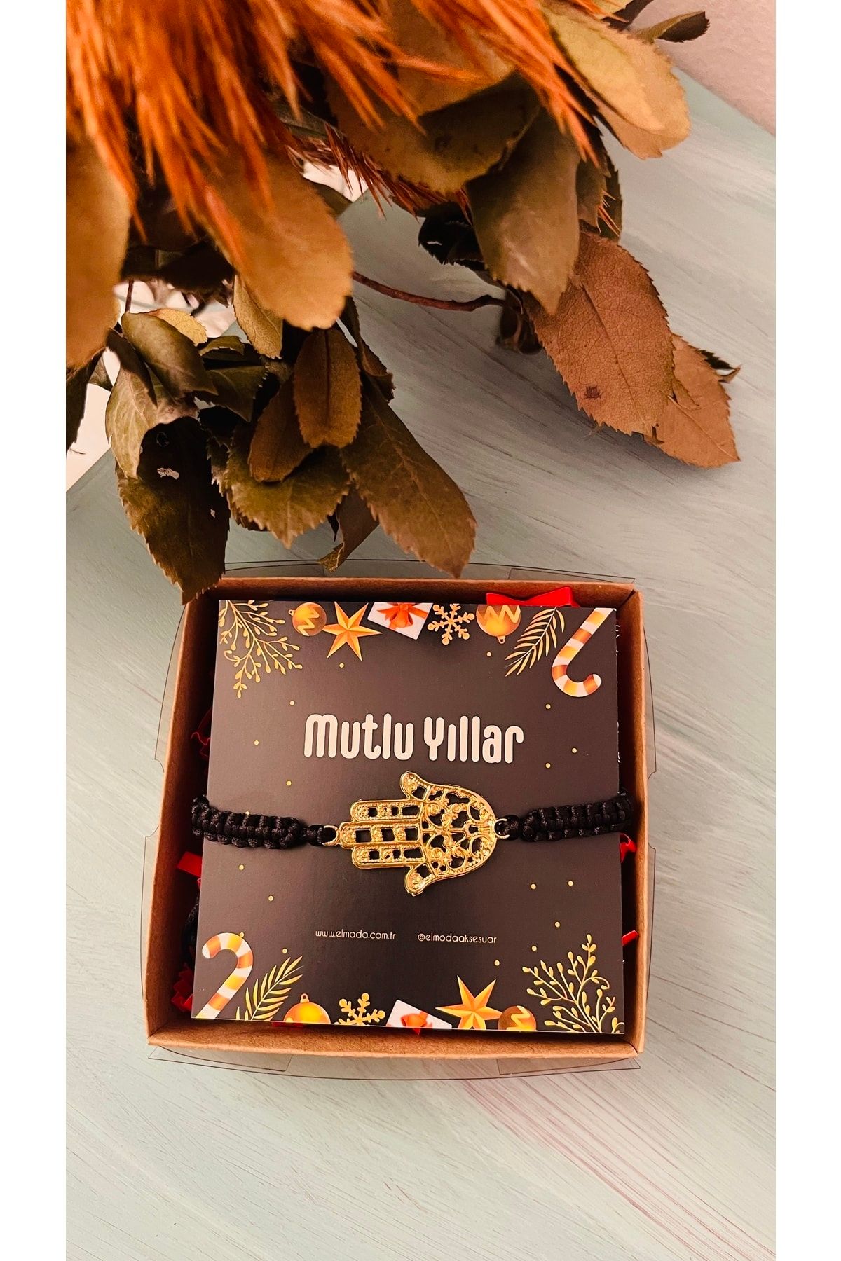 Altın Kaplama Fatma Ana Eli Bilekliği Hediye Kutusu- Ayarlanabilir Bileklik