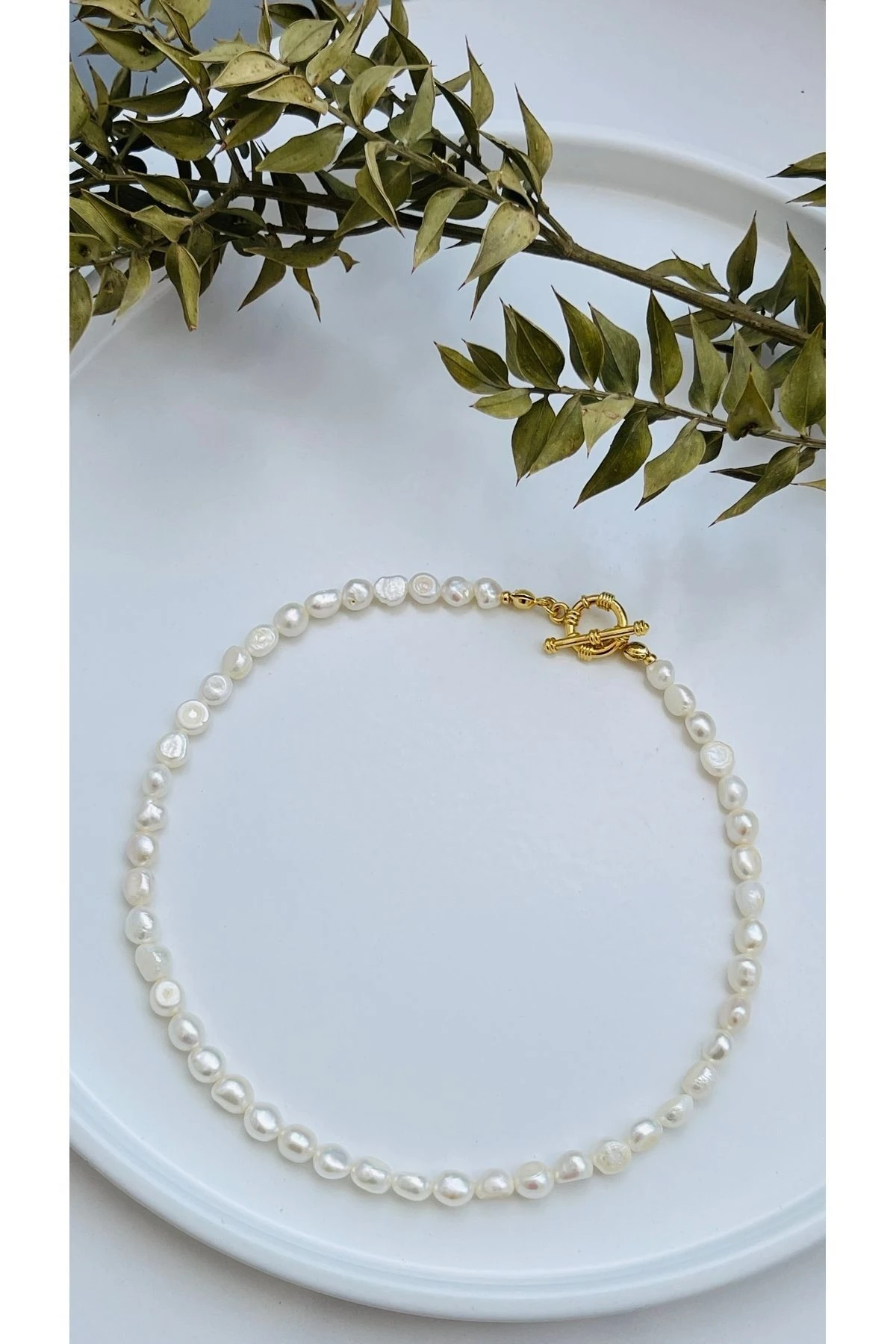 İnci Kolye -Gerçek Tatlısu İncisi Kolye Gemici Kapamalı