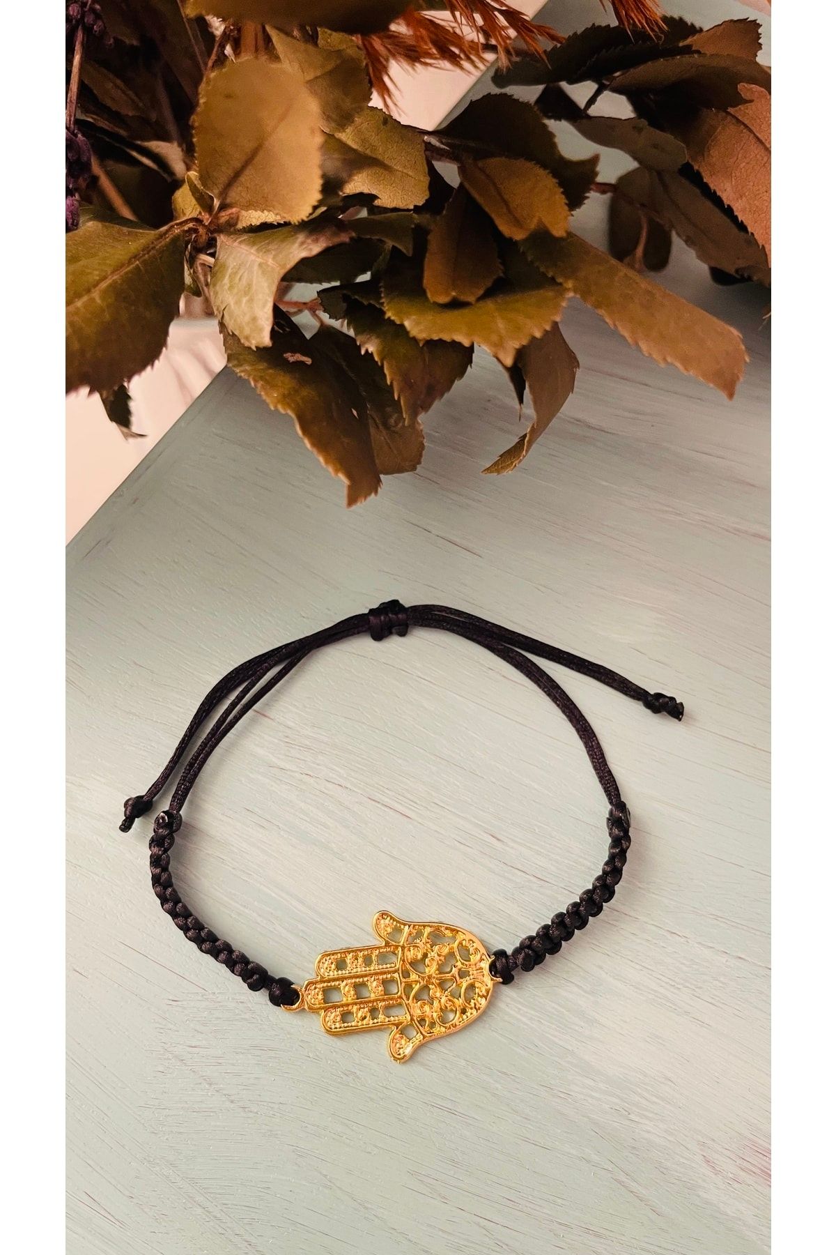 Altın Kaplama Fatma Ana Eli Bilekliği Hediye Kutusu- Ayarlanabilir Bileklik