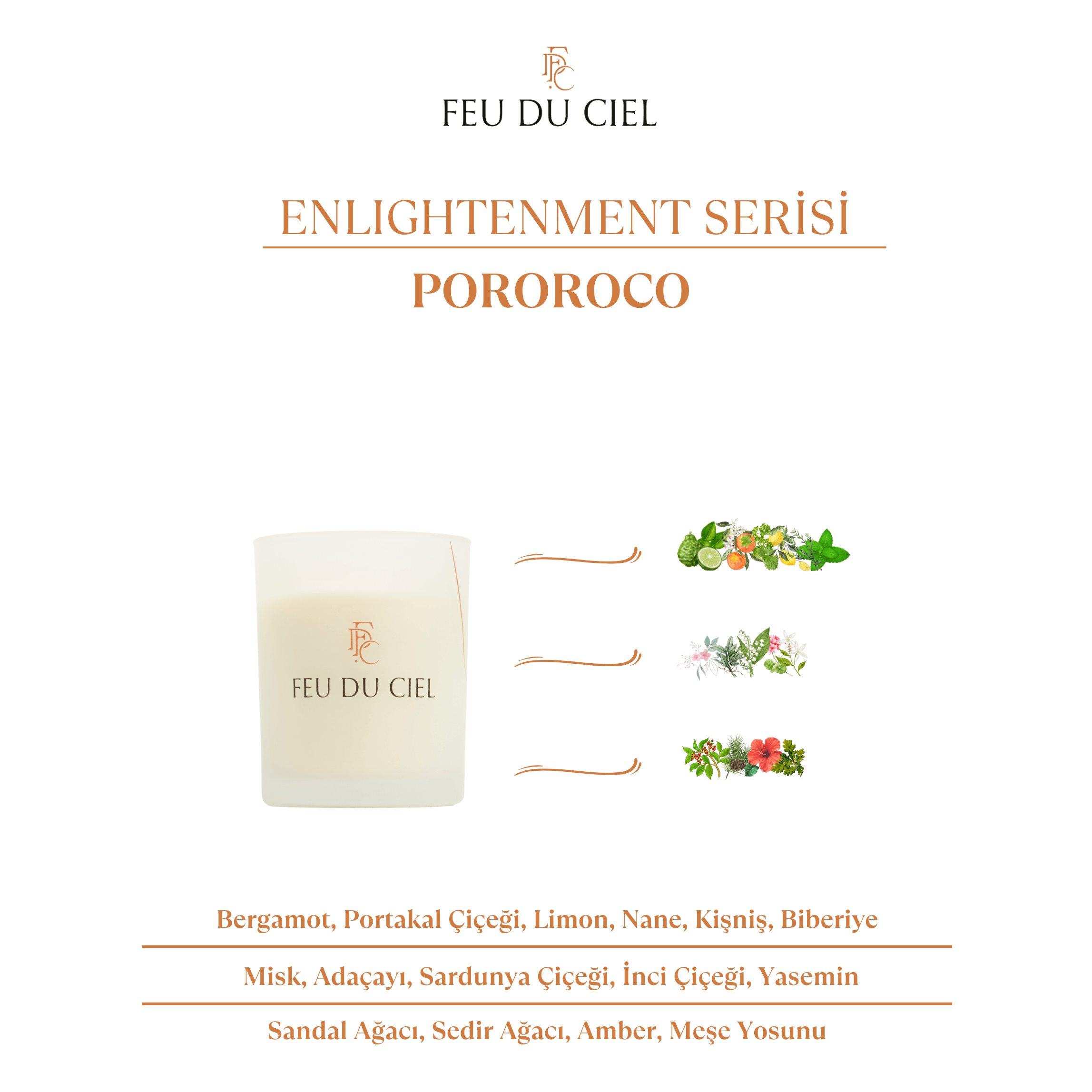 Enlightenment Pororoco Sandal Amber Ve Yasemin Mum 150 gr