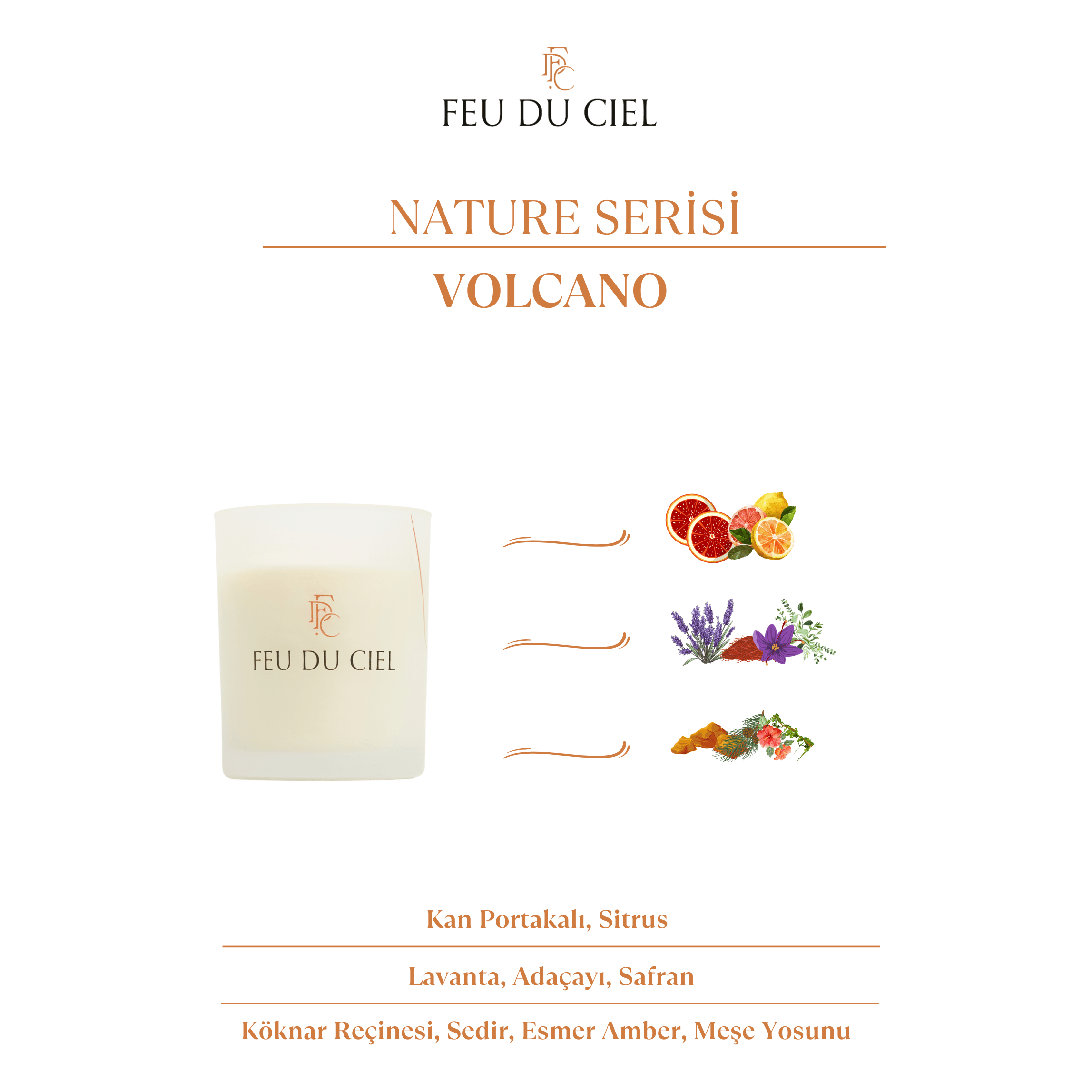 Nature Volcano Amber Ve Lavanta Kokulu Mum 150 gr