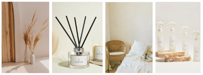 Ylang Ylang Kokulu, Doğal İçerikli Ürünler: FEU DU CIEL Oda Kokuları, Mumlar, Oda Spreyleri
