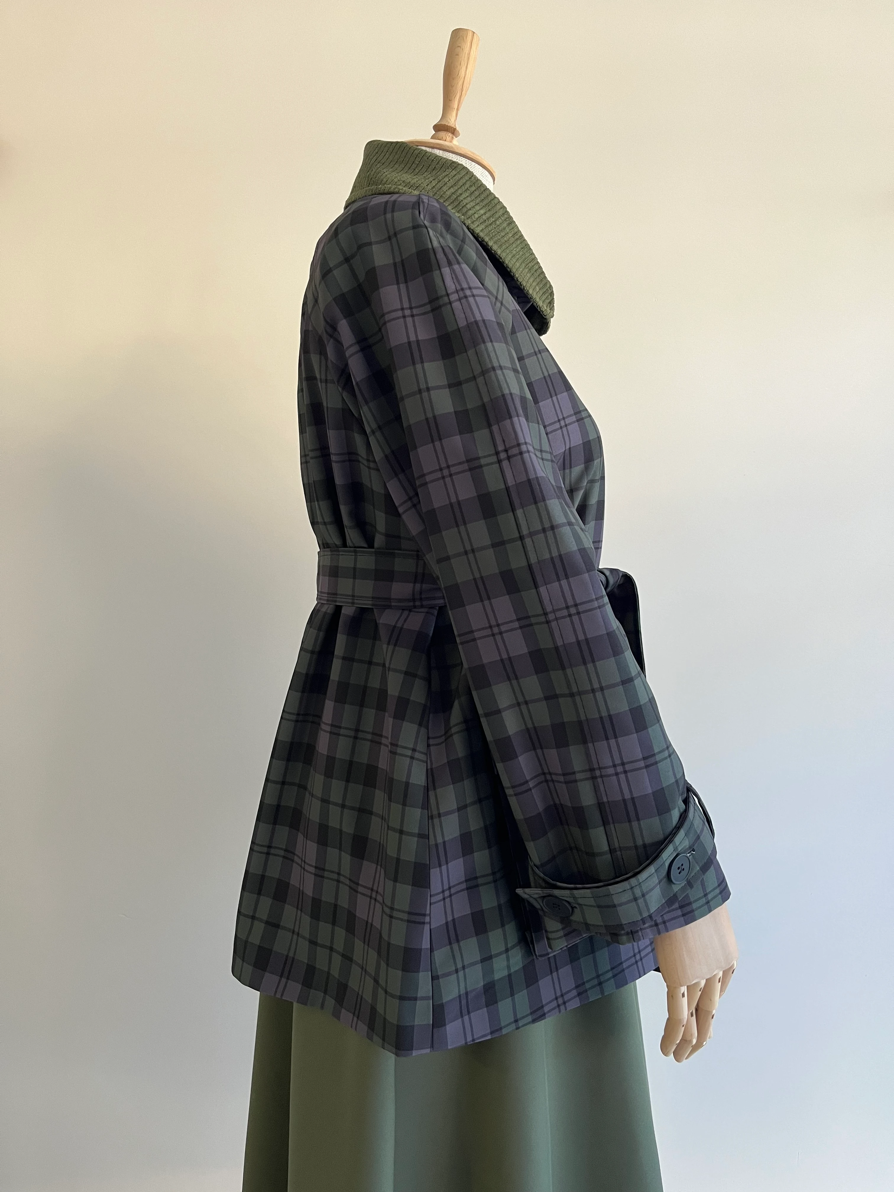 Ekose Desenli Astarlı Ceket-Trenç