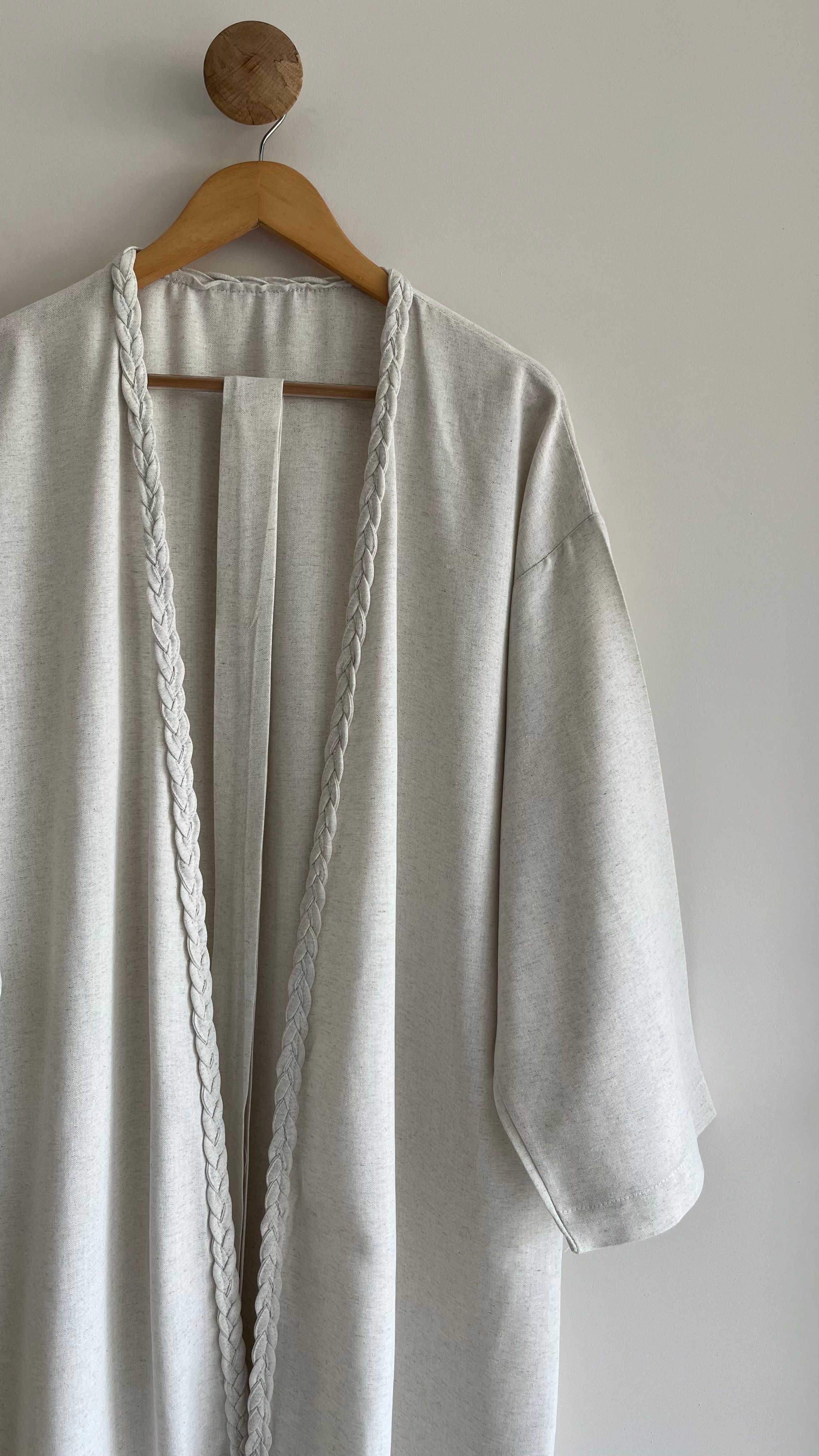 Örgü Detaylı Keten Kimono