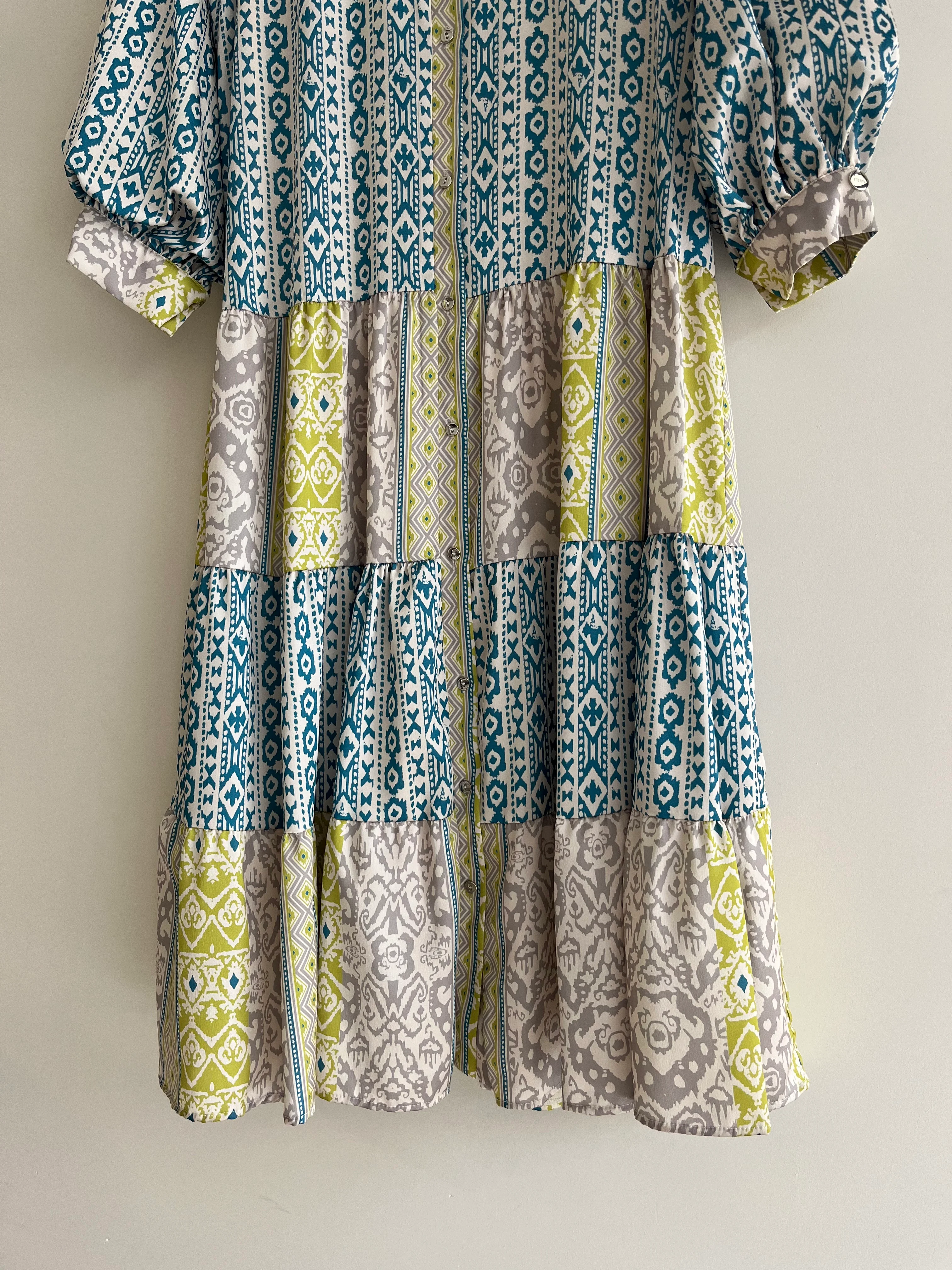 Tanya Saten Desenli Elbise