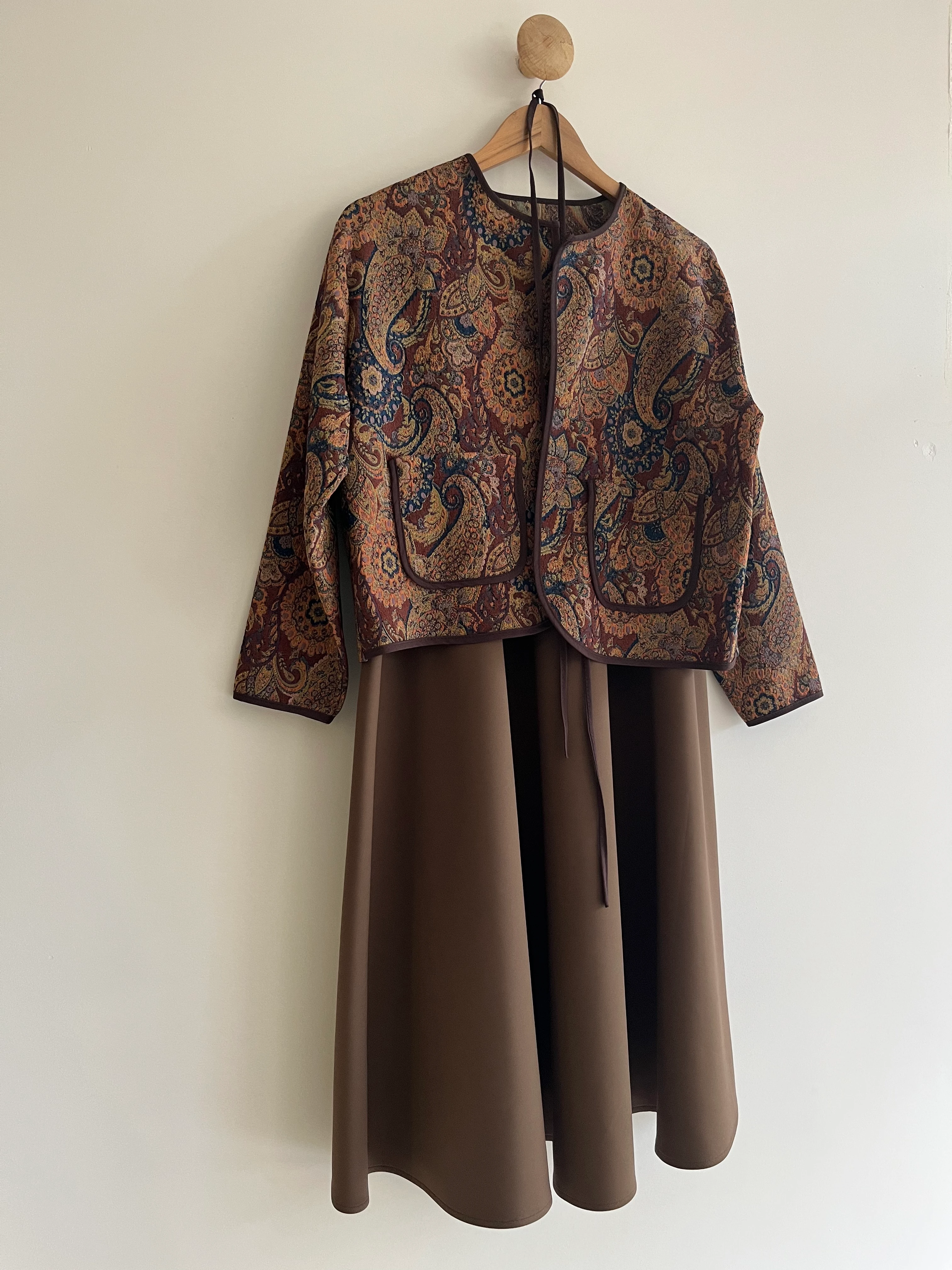Kahverengi Etnik Desenli Ceket