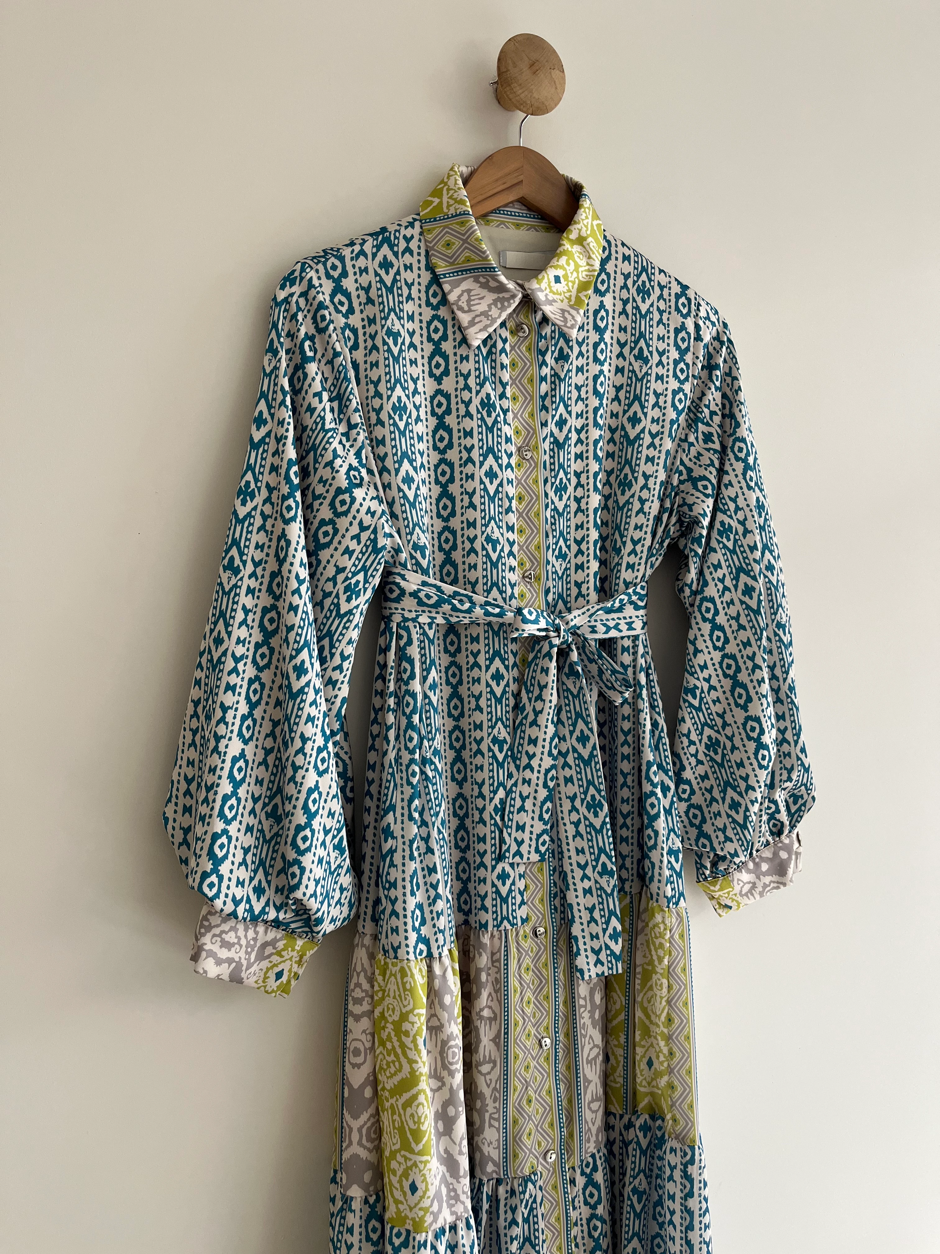 Tanya Saten Desenli Elbise