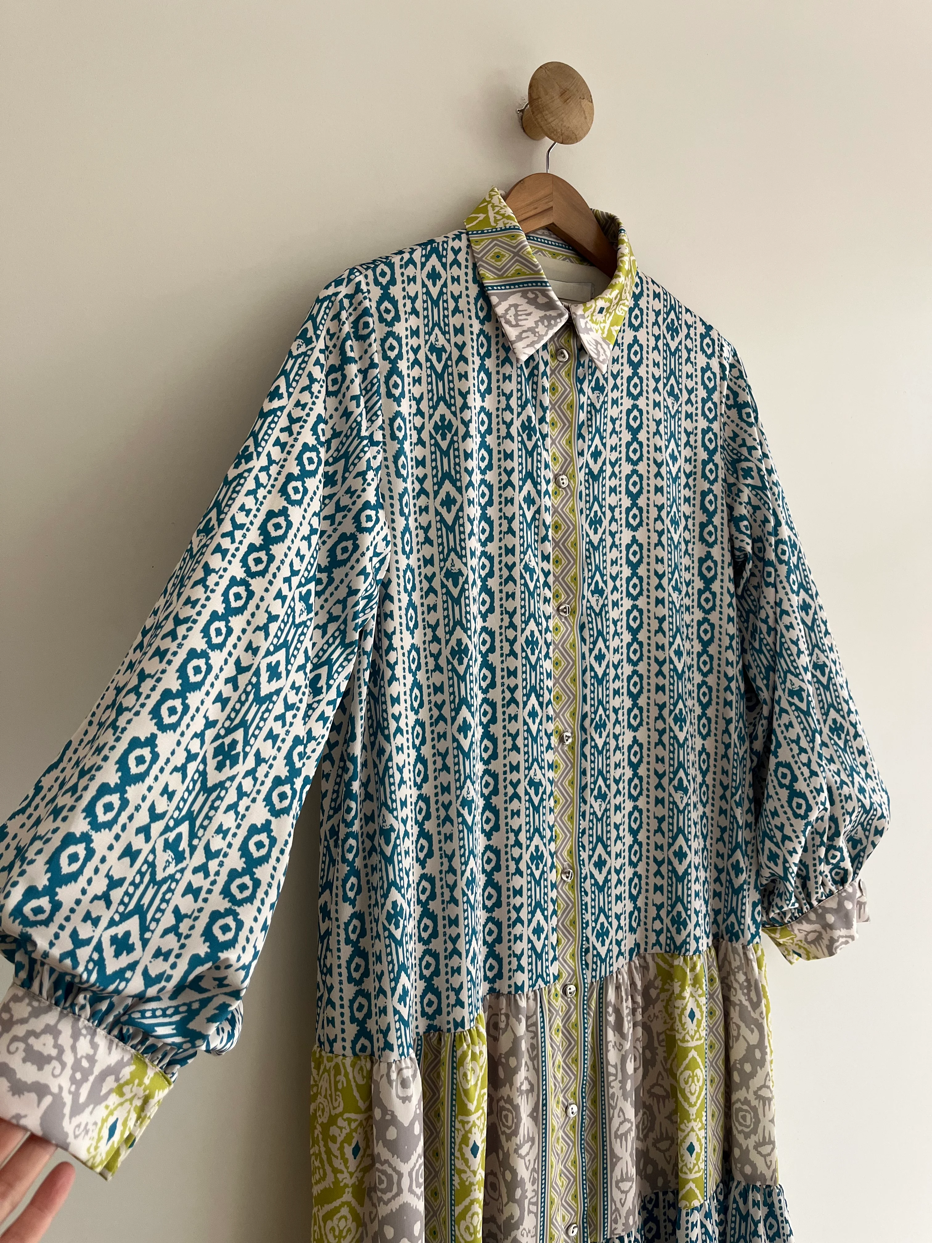 Tanya Saten Desenli Elbise