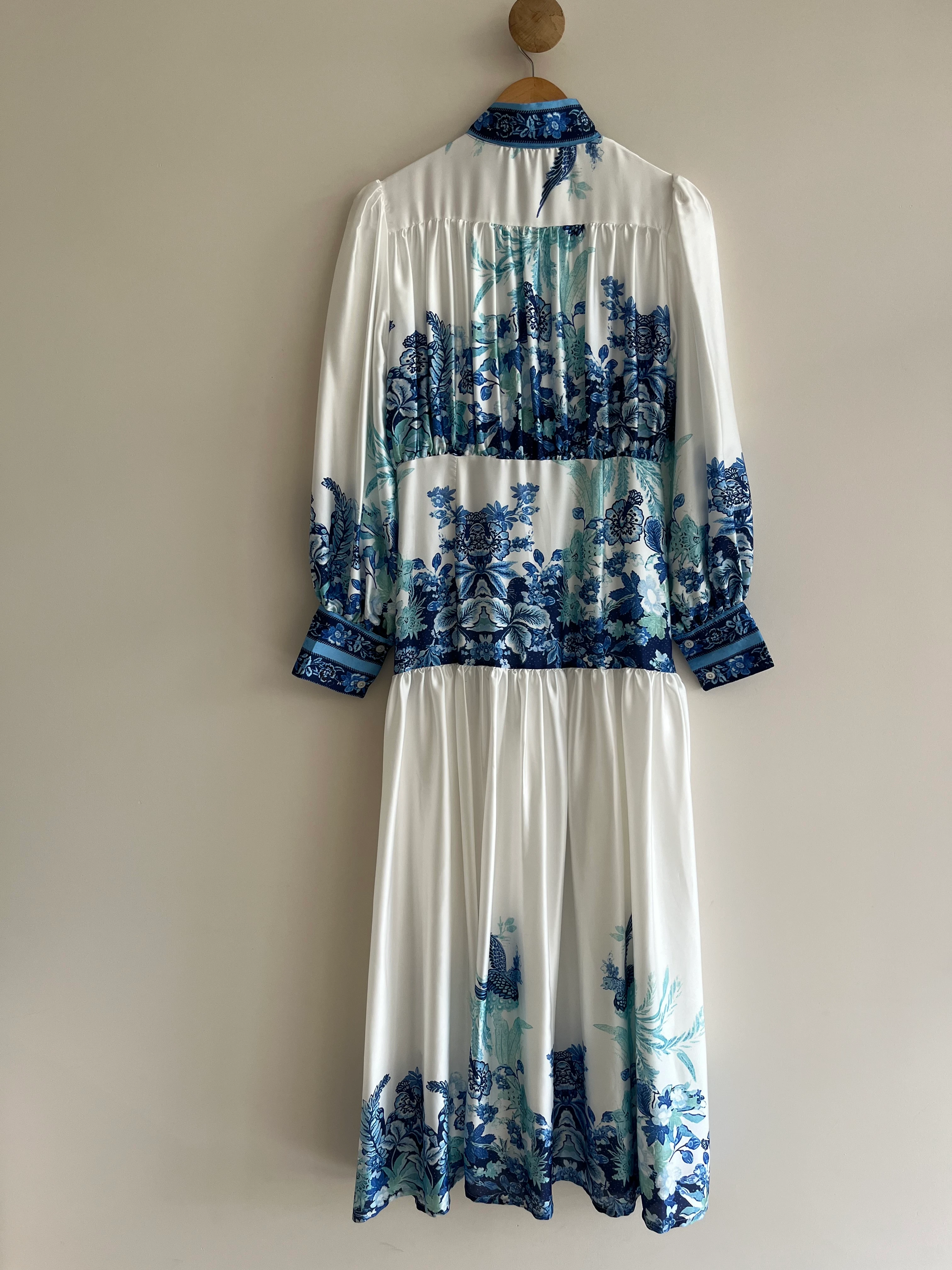 Mavi Saten Tasarım Elbise