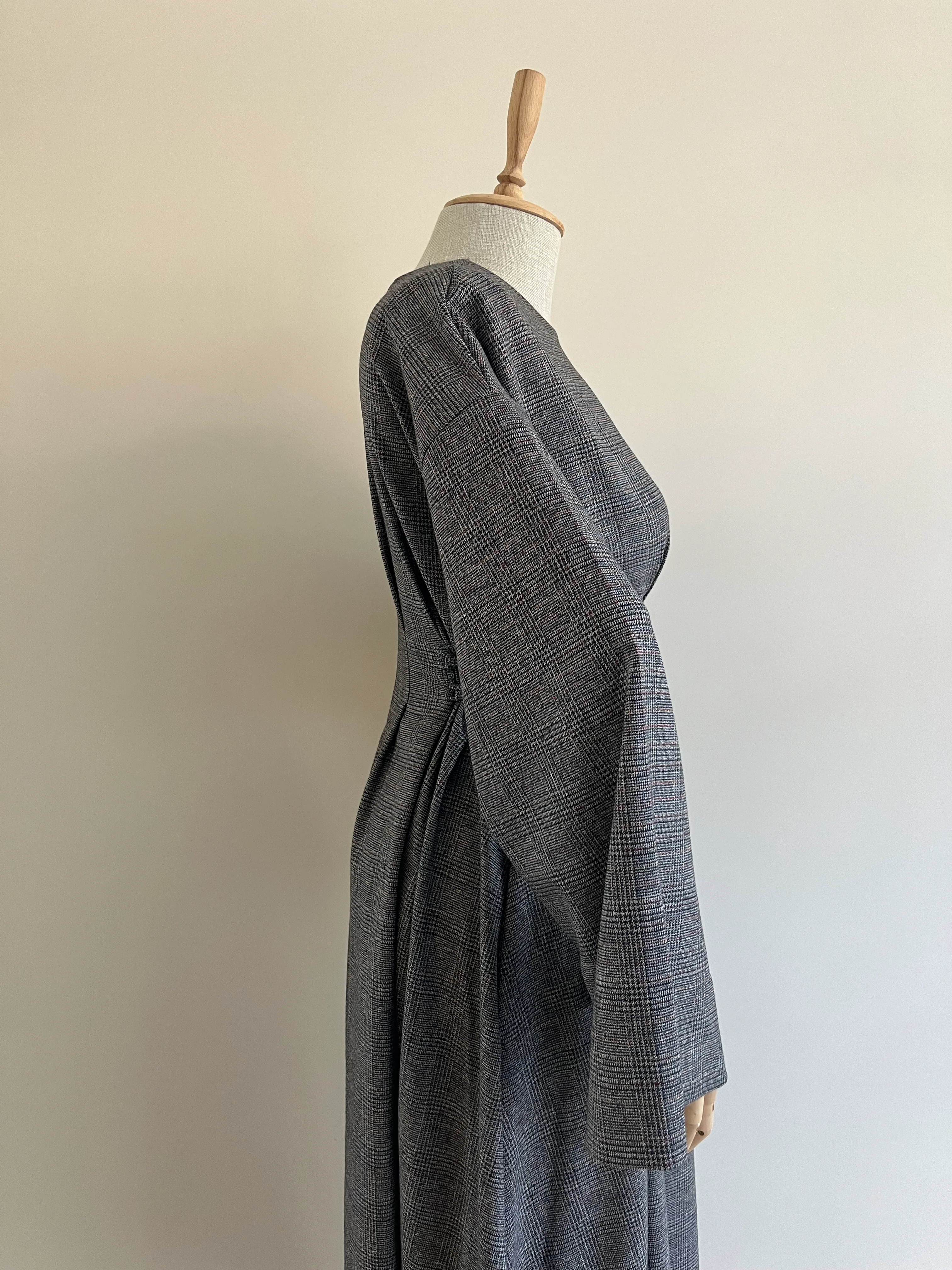 Bağlama Detaylı Ekose Elbise