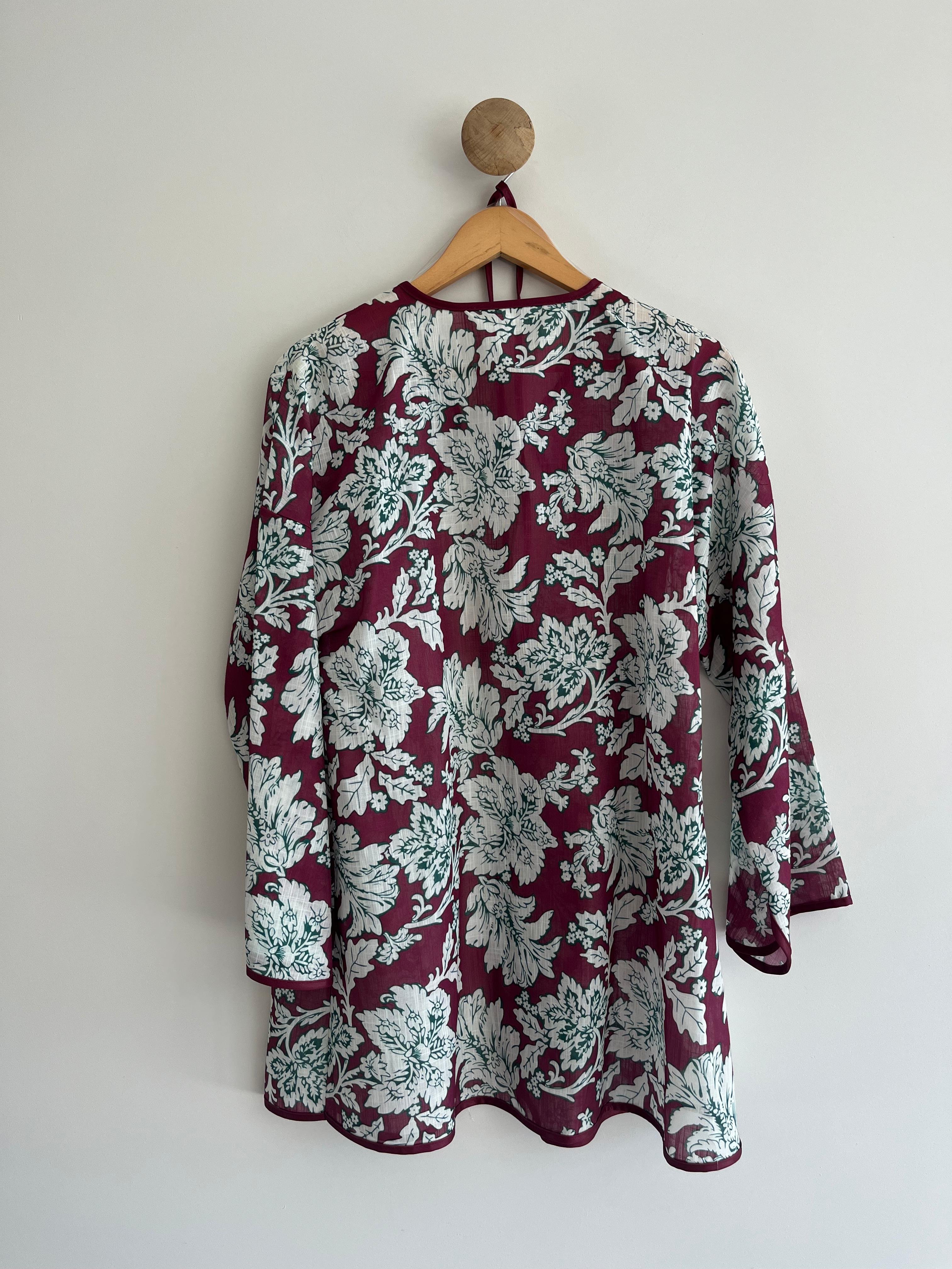 Desenli Keten Kimono