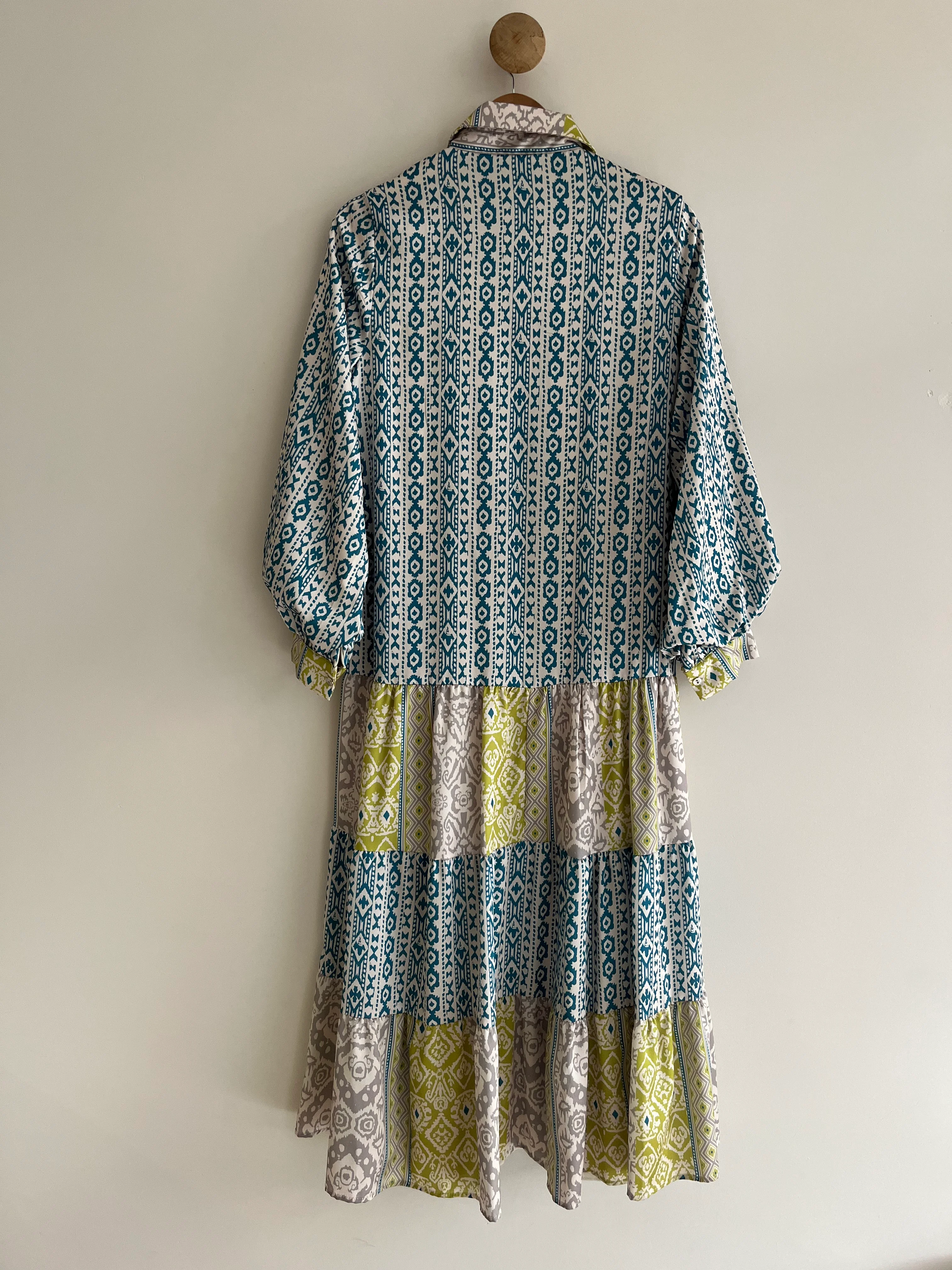 Tanya Saten Desenli Elbise