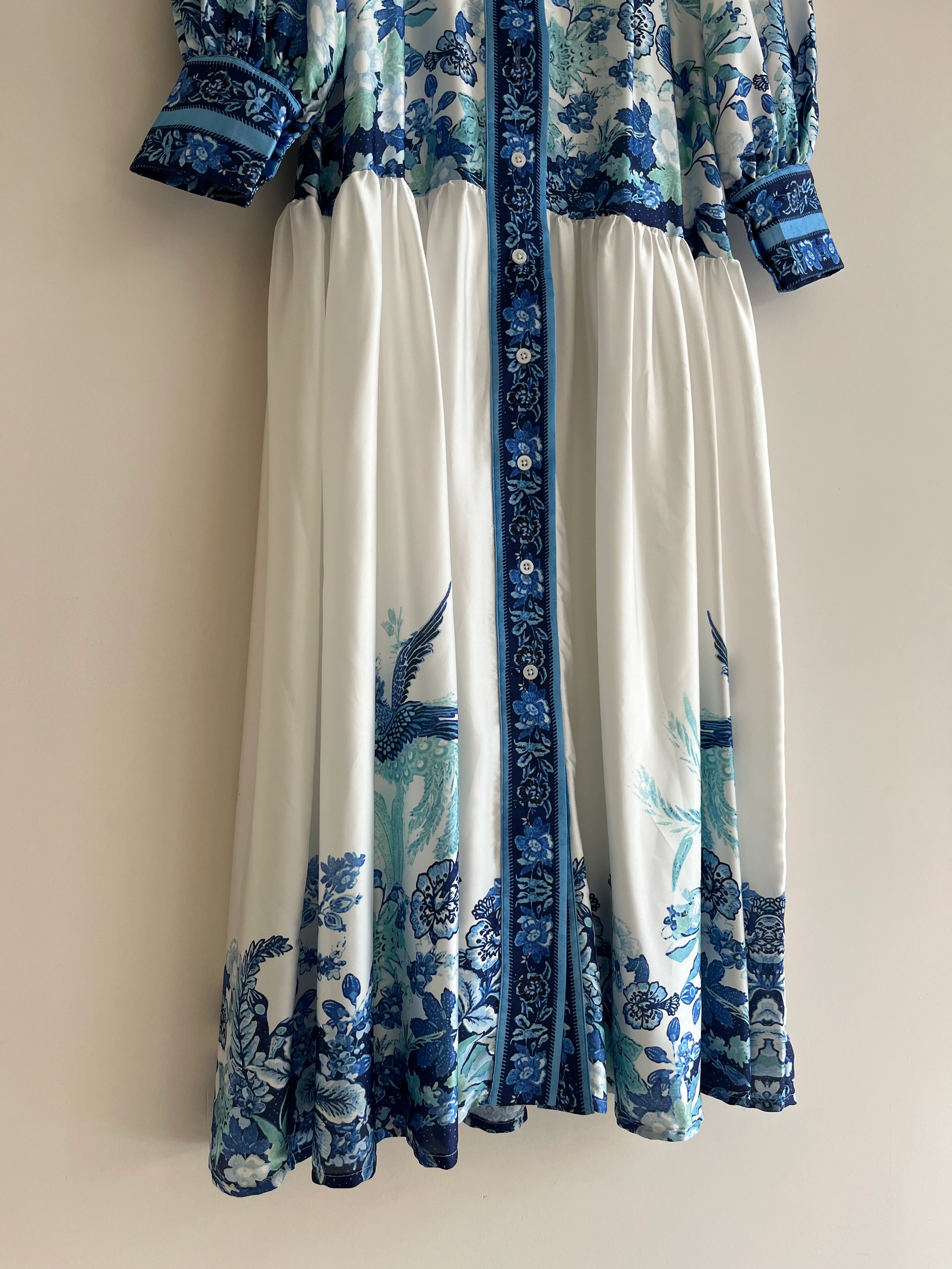 Mavi Saten Tasarım Elbise