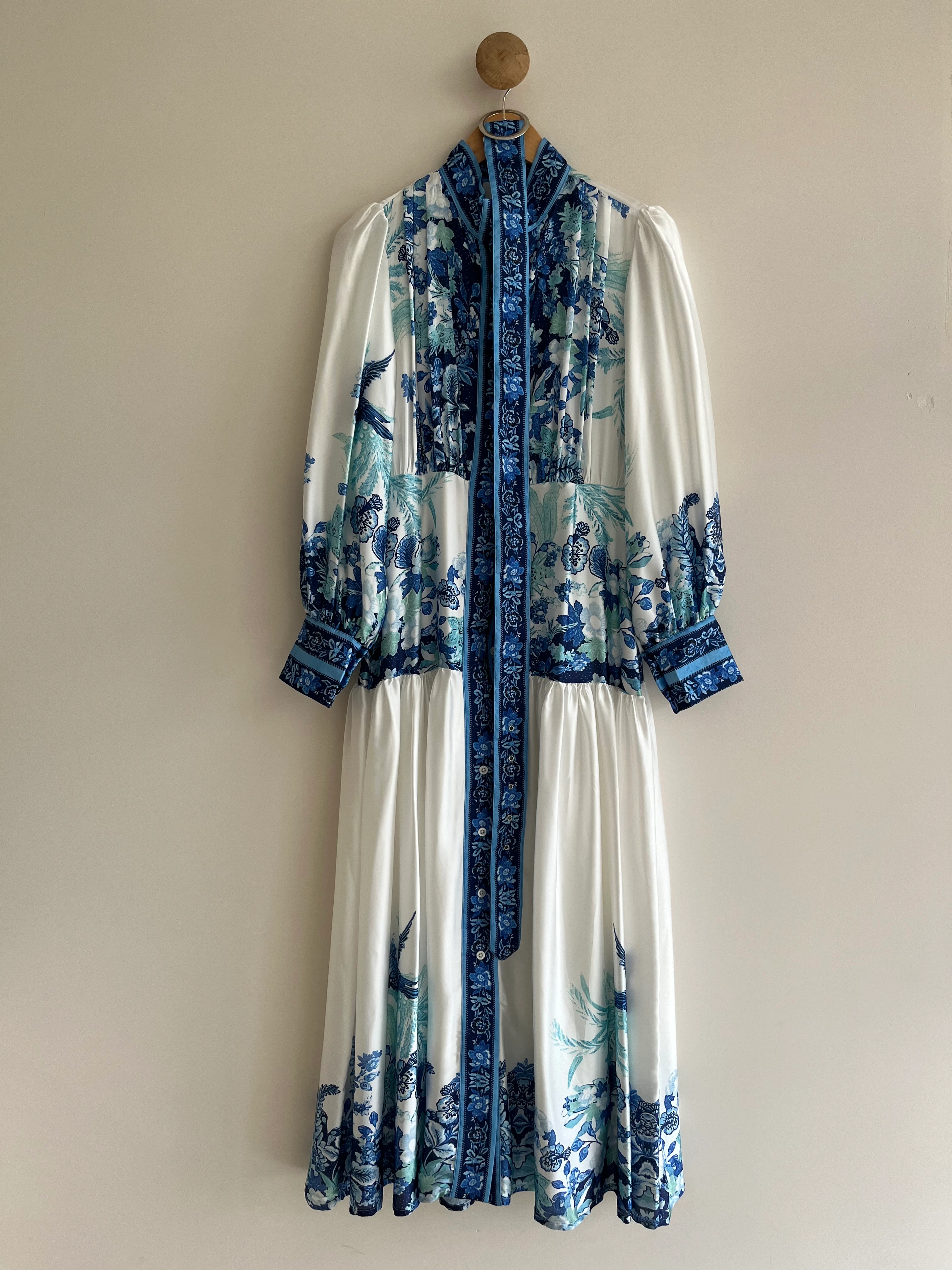 Mavi Saten Tasarım Elbise