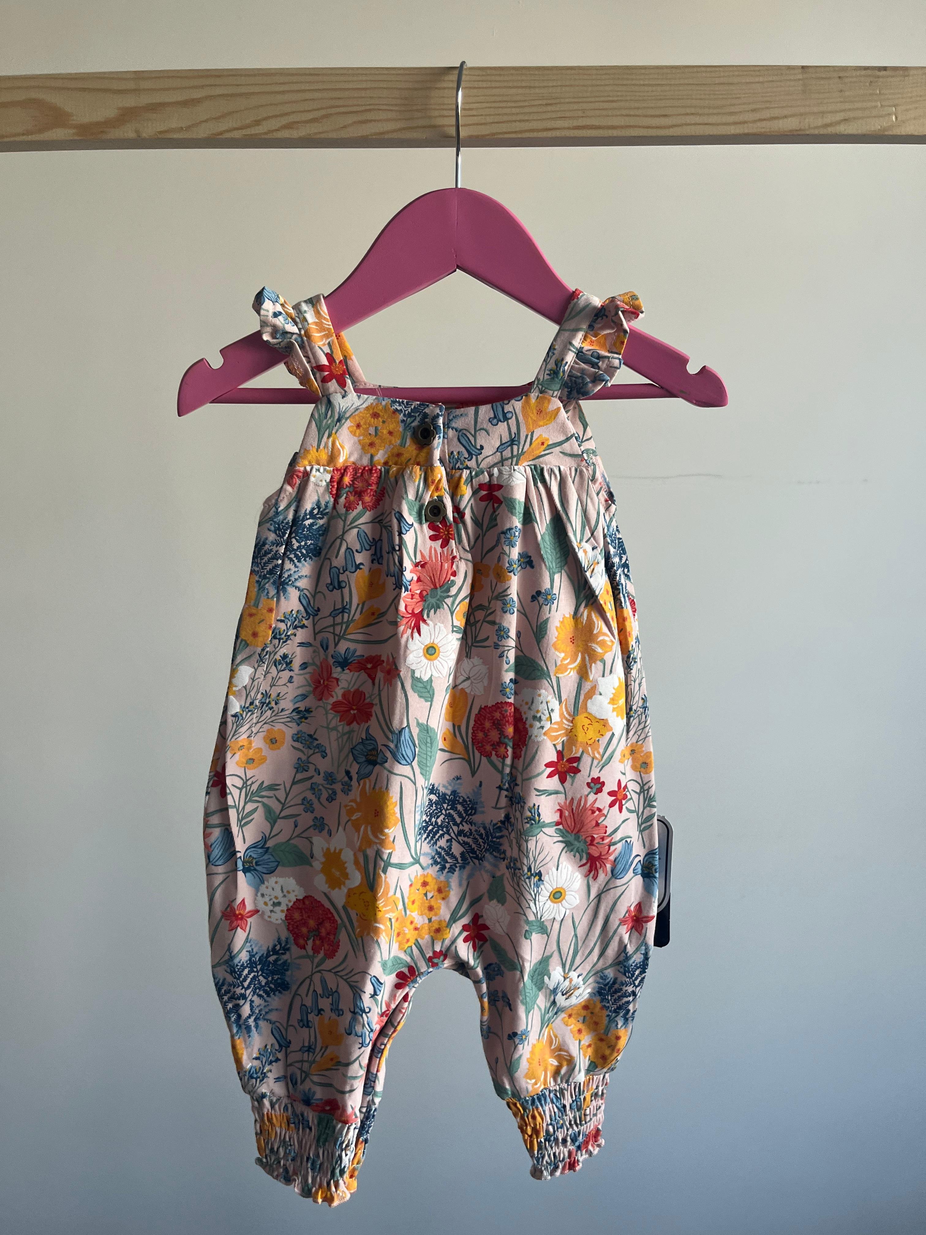 Floral combed cotton snap jumpsuit