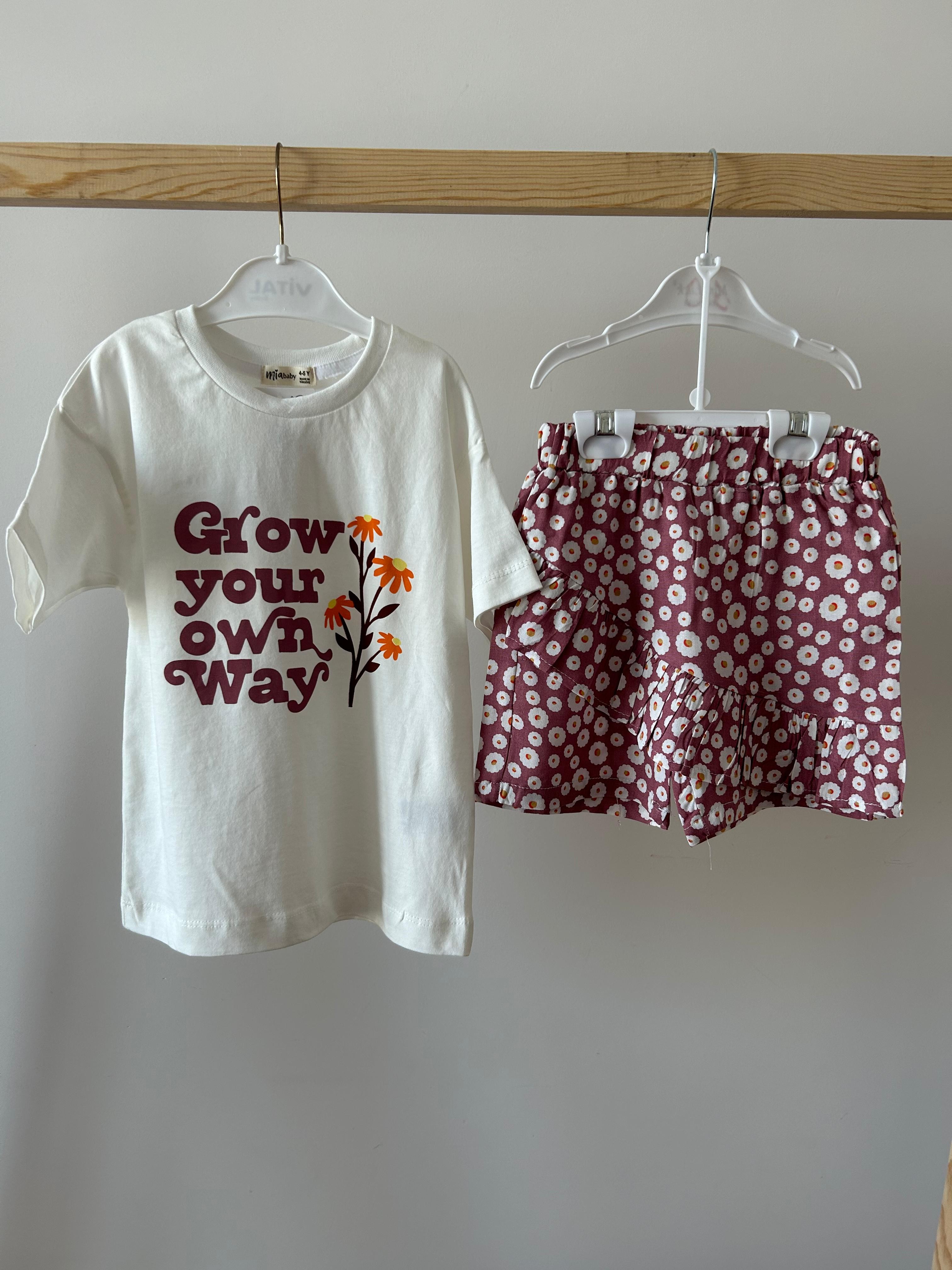 Floral Shorts Skirt T-shirt Set