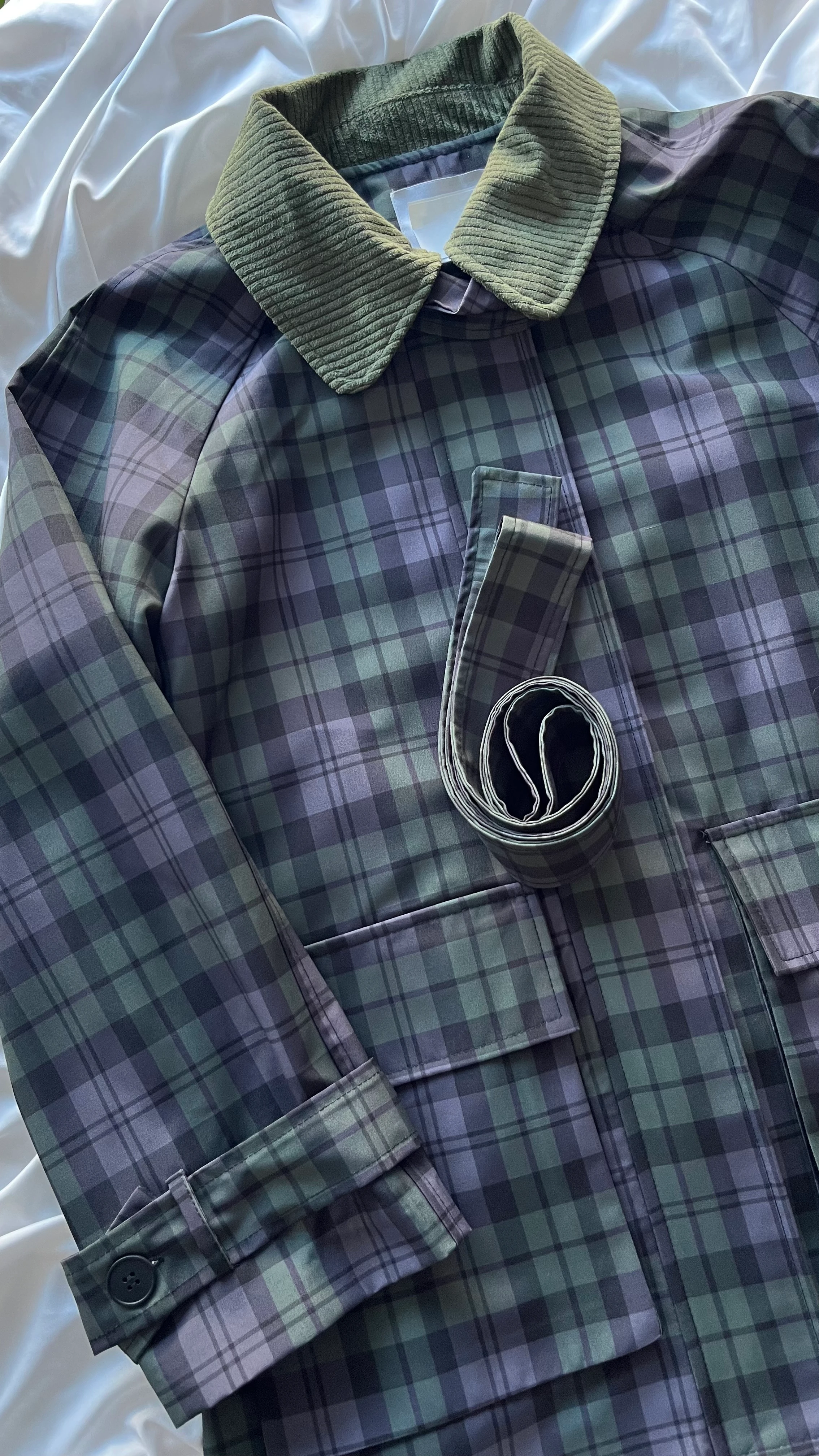 Ekose Desenli Astarlı Ceket-Trenç