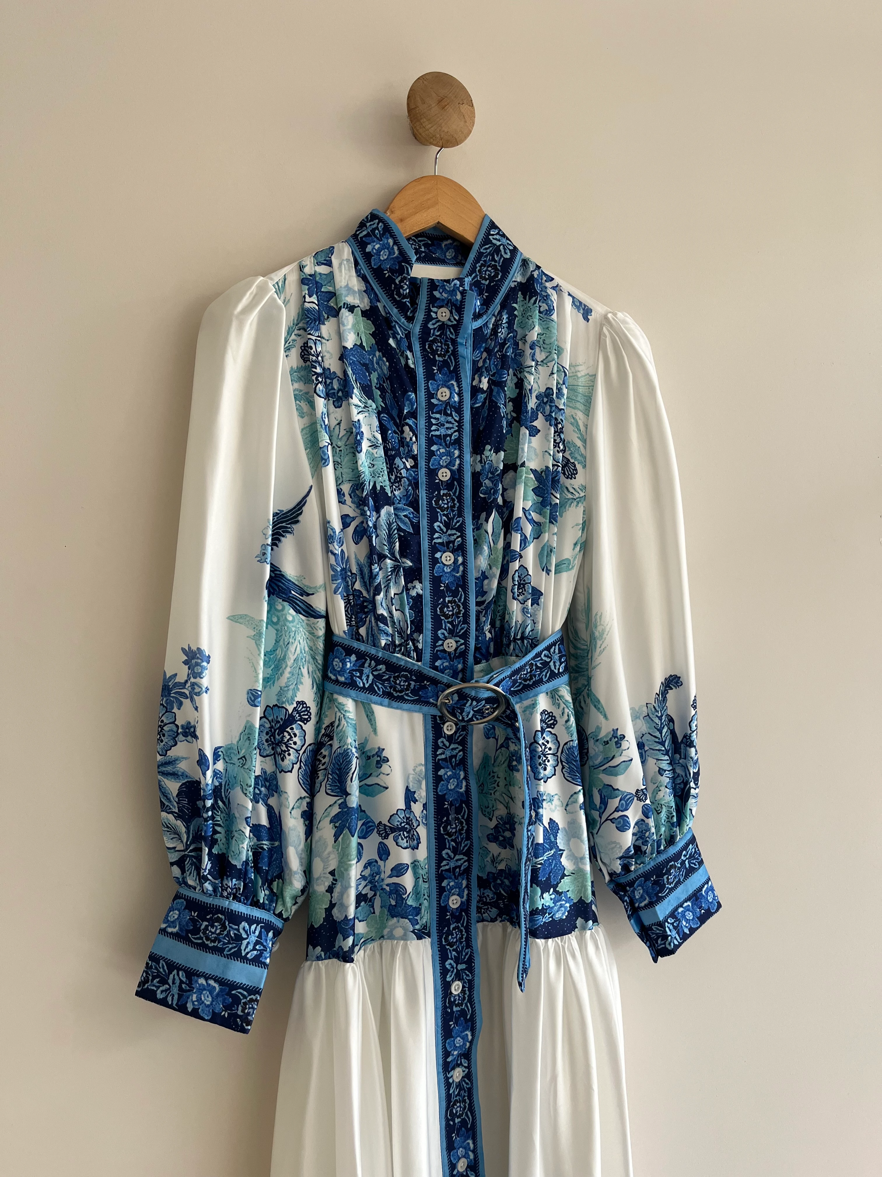 Mavi Saten Tasarım Elbise