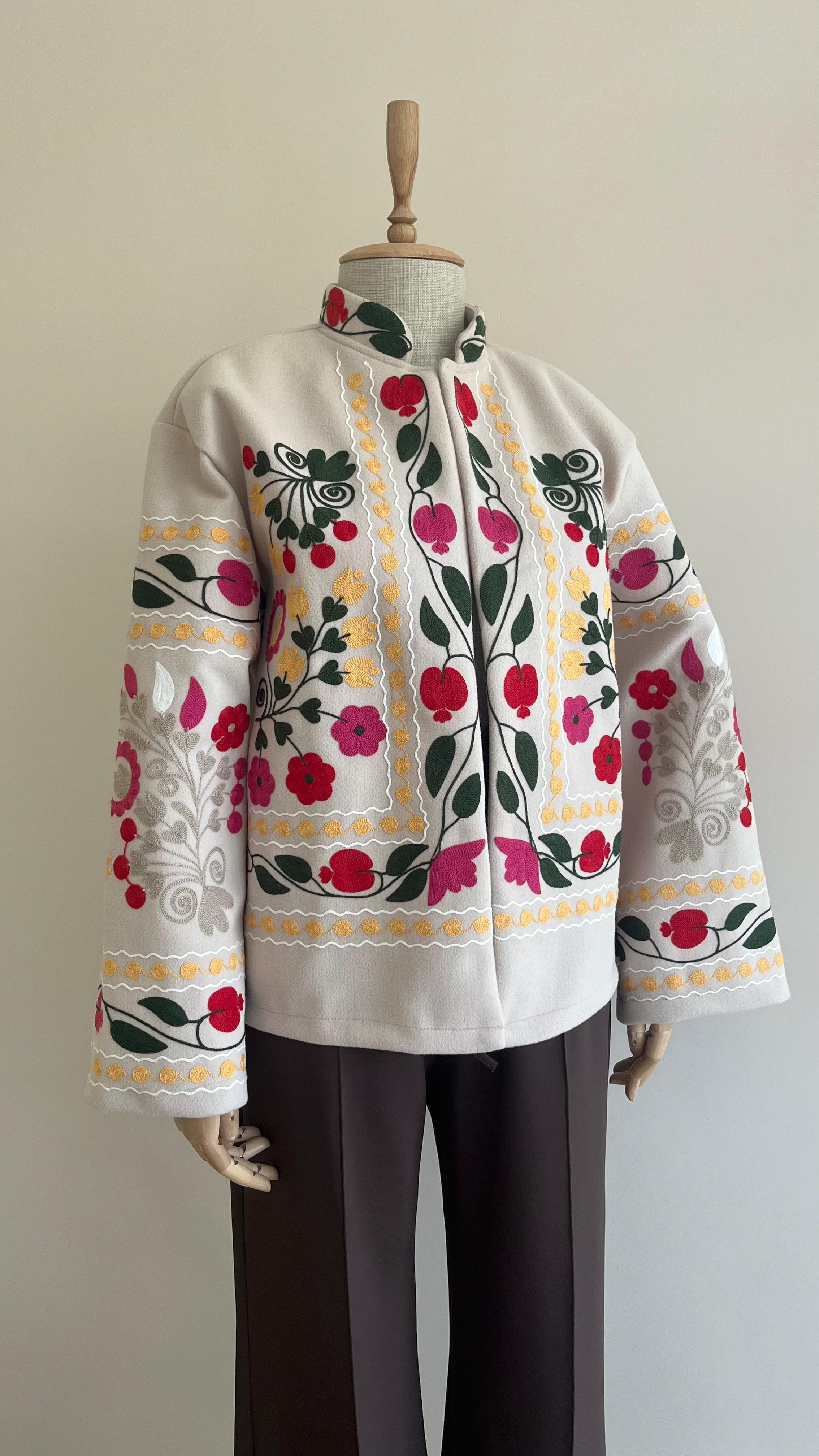 Floral Embroidered Cashmere Jacket