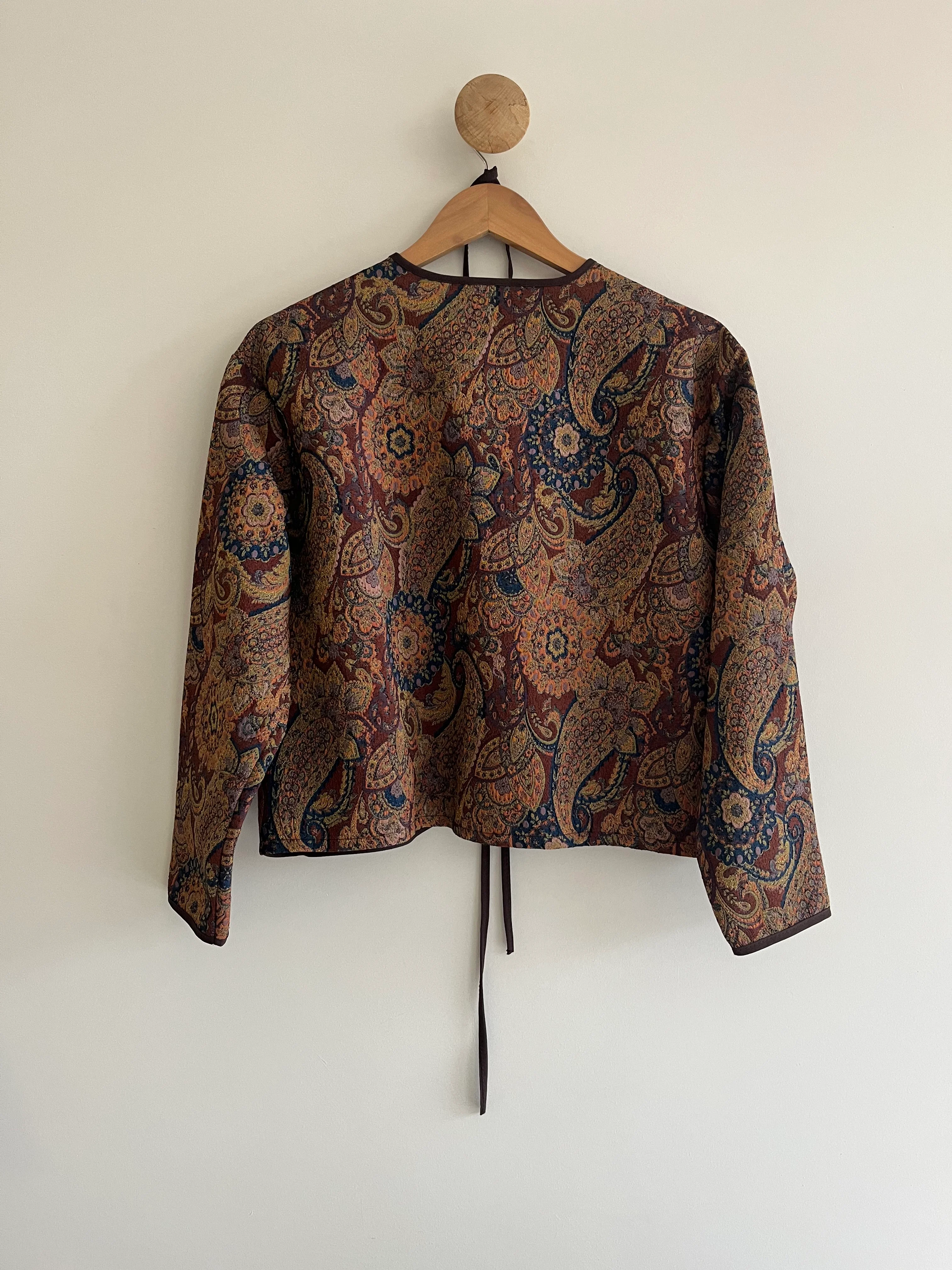 Kahverengi Etnik Desenli Ceket