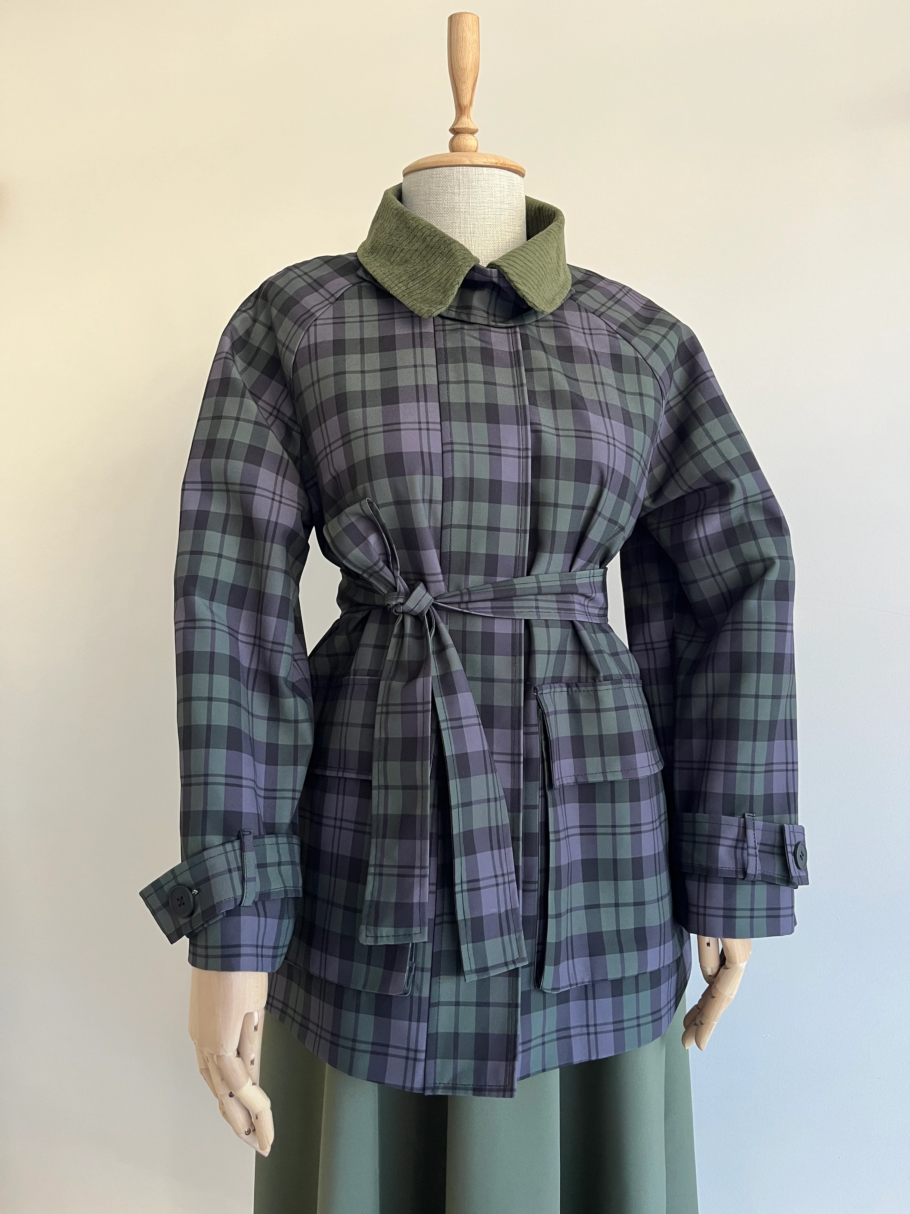 Ekose Desenli Astarlı Ceket-Trenç