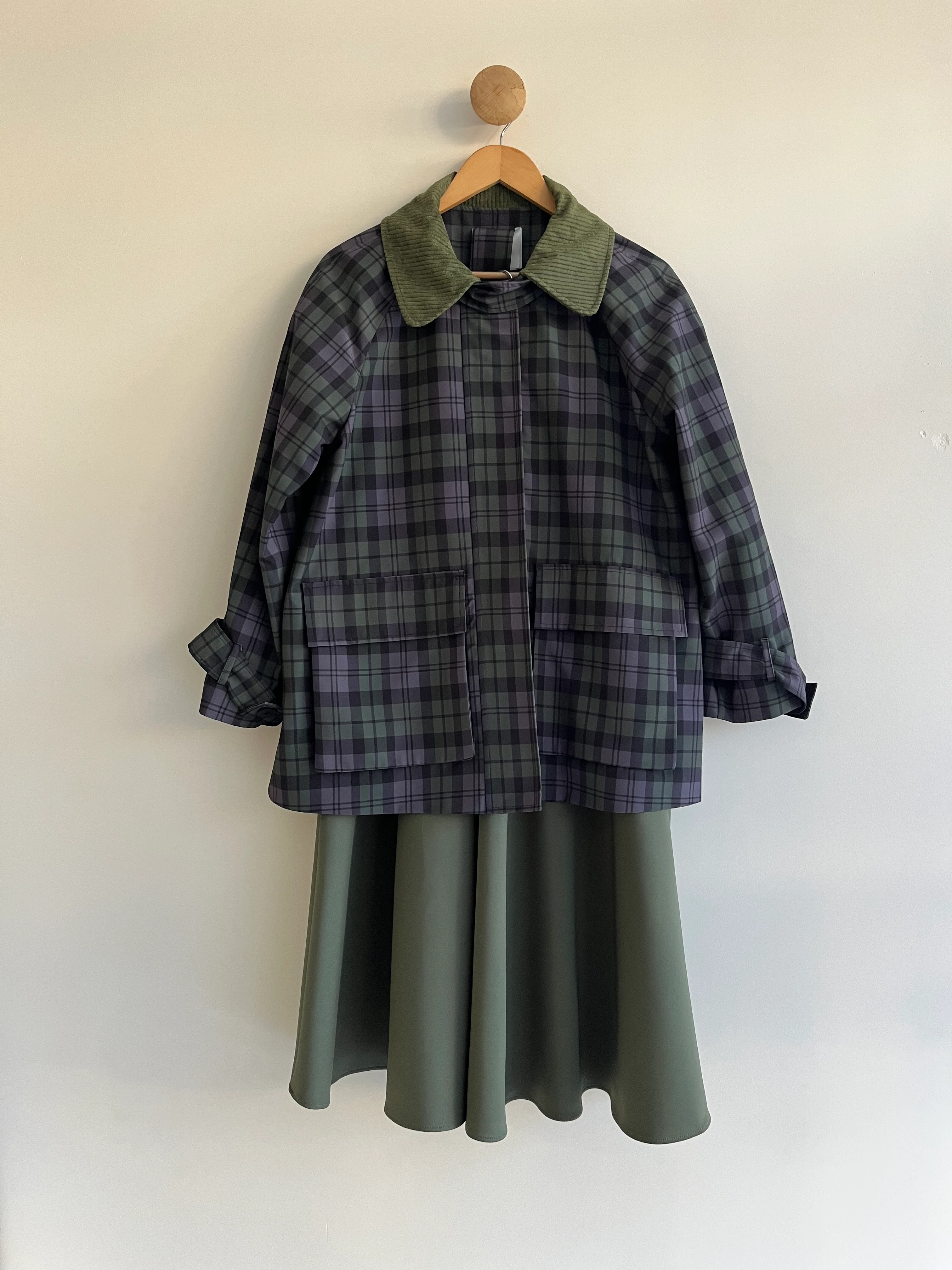 Ekose Desenli Astarlı Ceket-Trenç