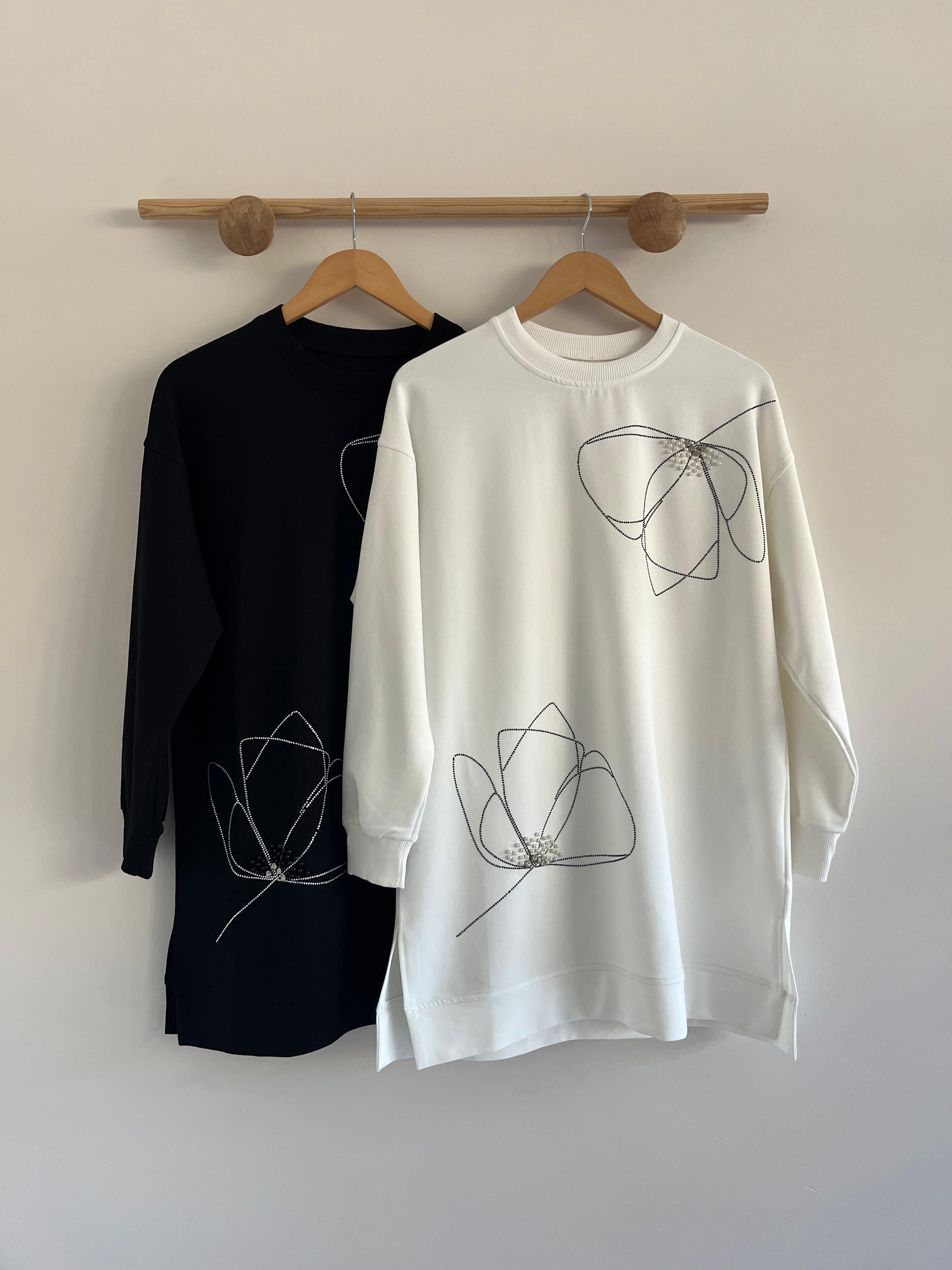 İnci Detaylı Tunik Sweatshirt