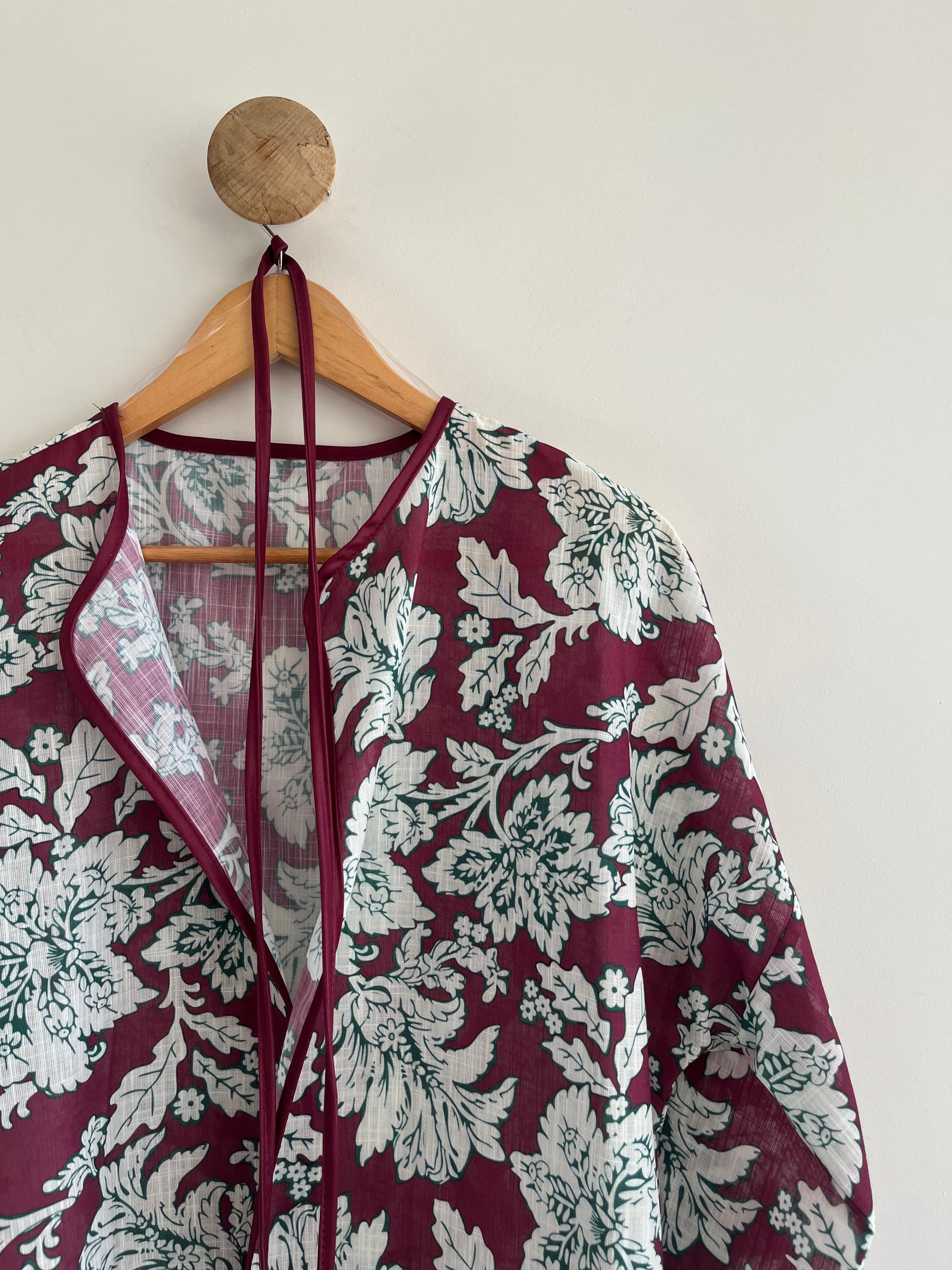 Desenli Keten Kimono