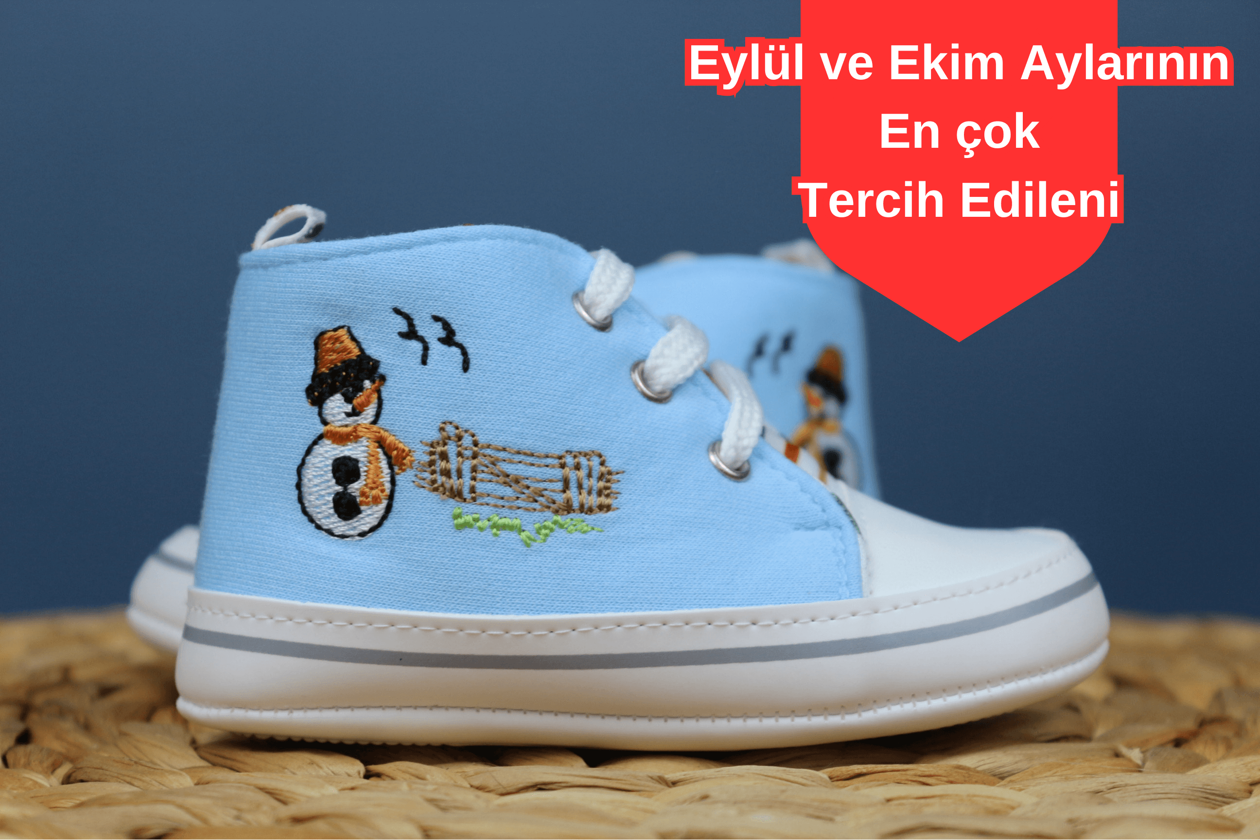 Papulin - Kışlık Kardan Adam Desenli Unisex Bebek Patik