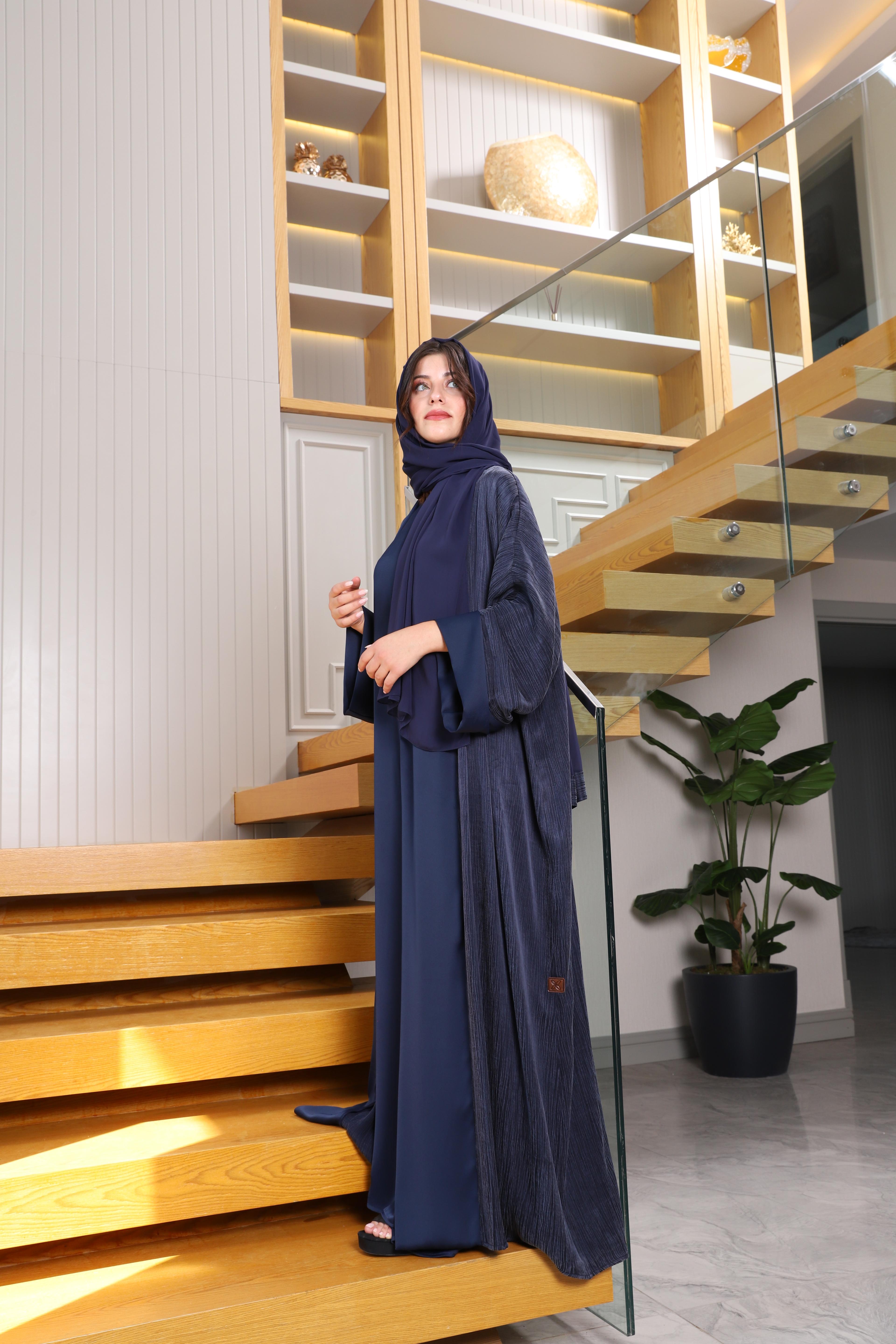 ABAYA CUPRA SİLK DARK BLUE 0001