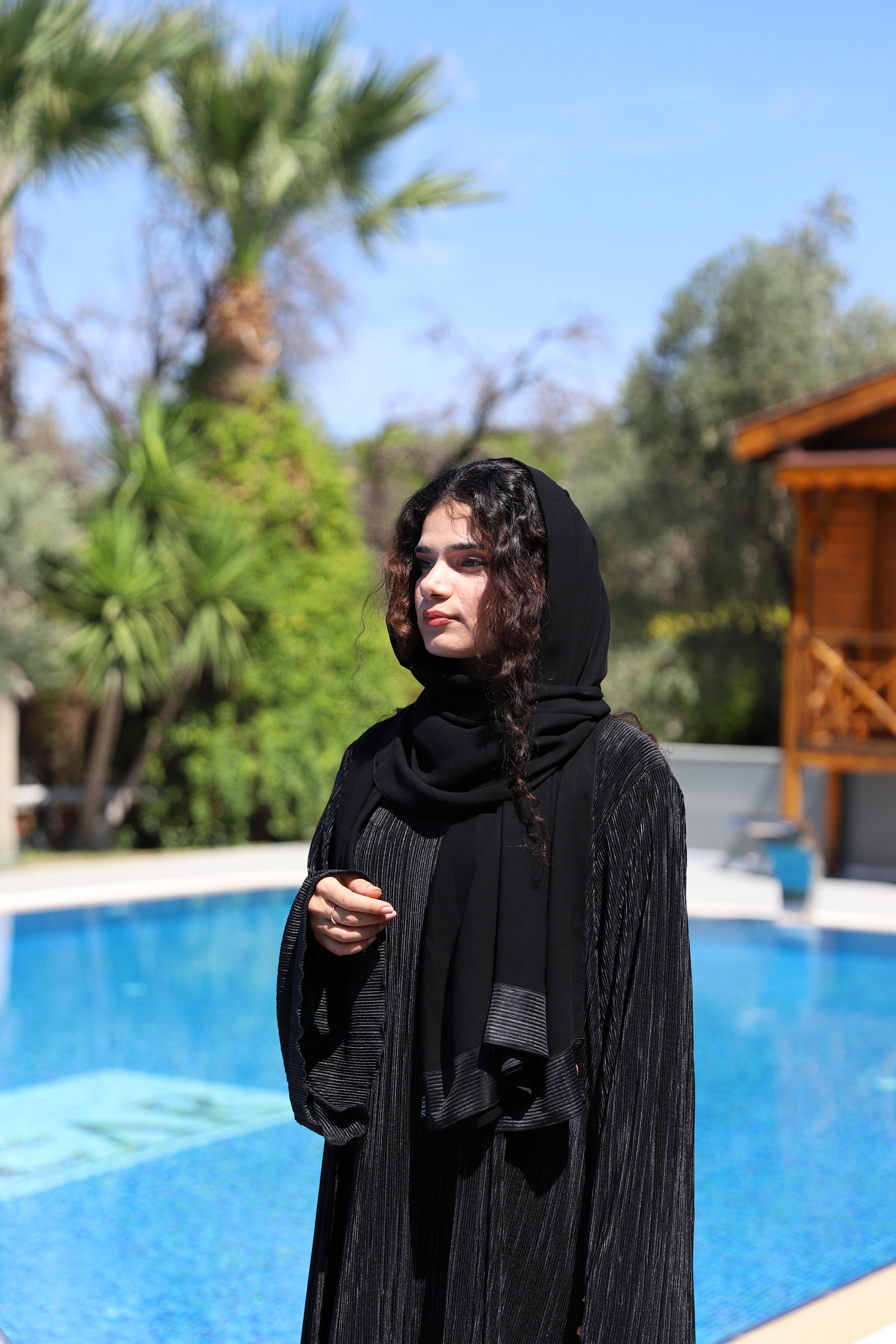 ABAYA PİLİSELİ BLACK TAKIM 0015