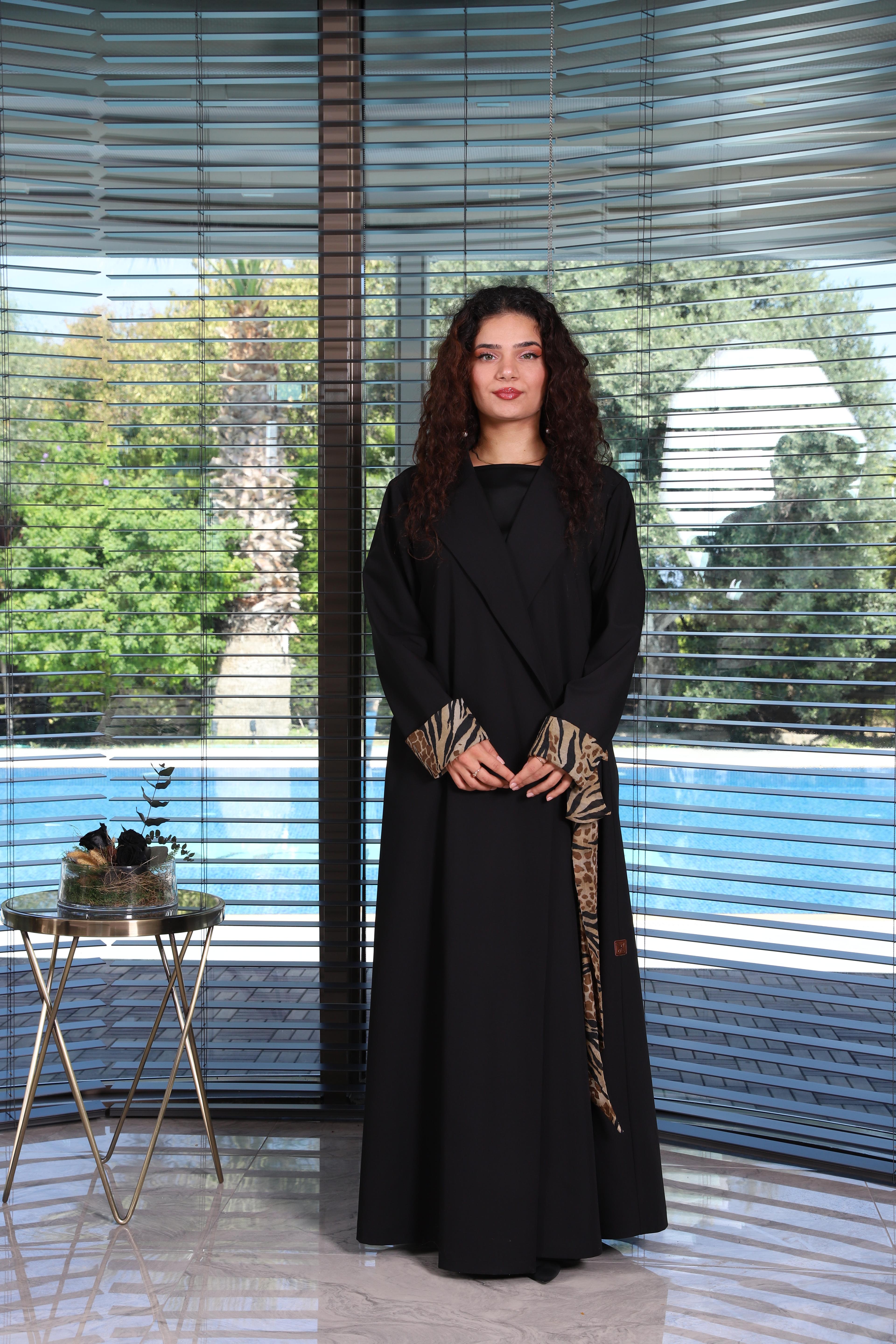 CEKET ABAYA LEOPAR KUŞAKLI 0023