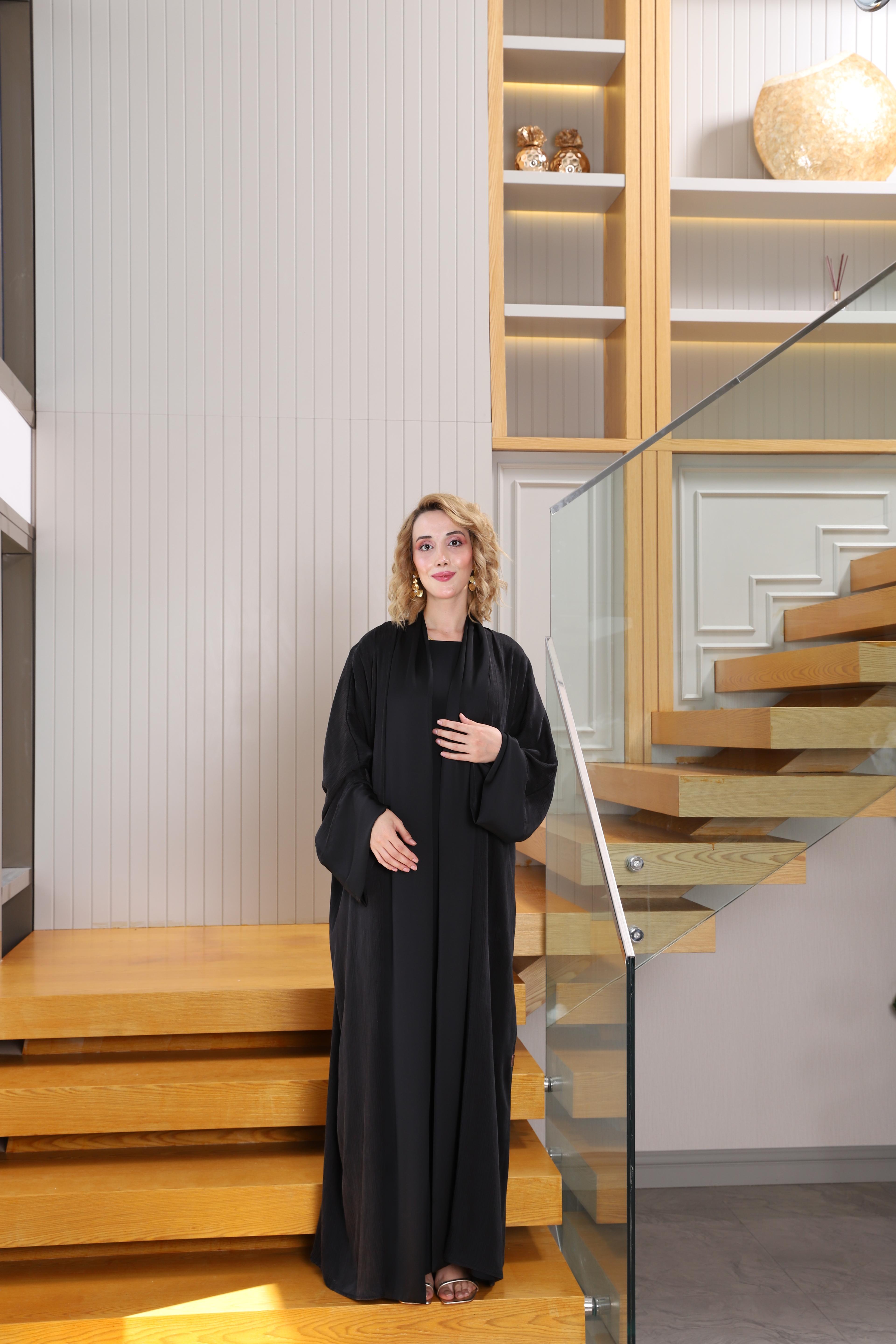 ABAYA CUPRA SİLK BLACK 0001