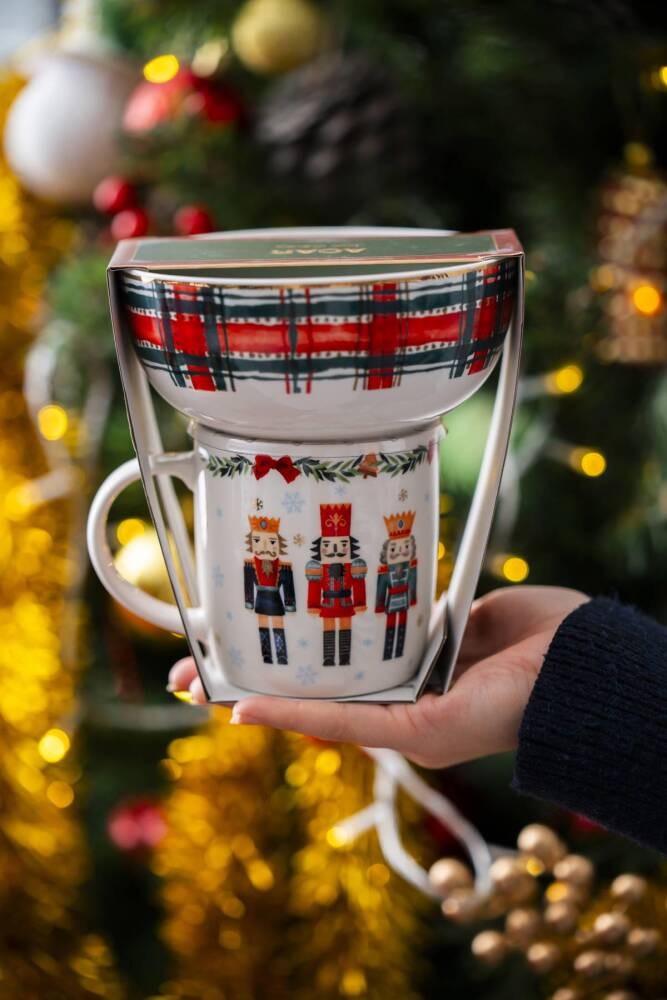 Yeni Yıl Temalı Santa 2 Parça Kase-Kupa Seti