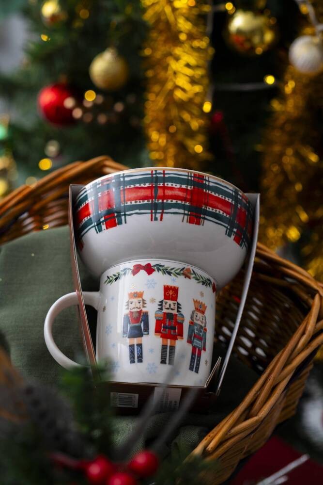 Yeni Yıl Temalı Santa 2 Parça Kase-Kupa Seti