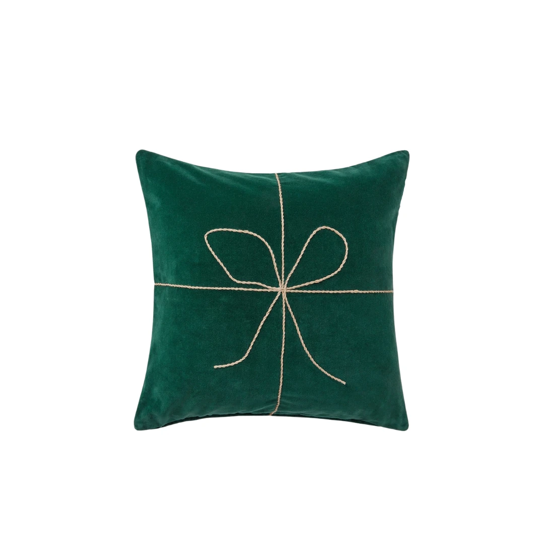 El Örgüsü Fiyonk Detaylı Kırlent Kılıfı - Yeşil