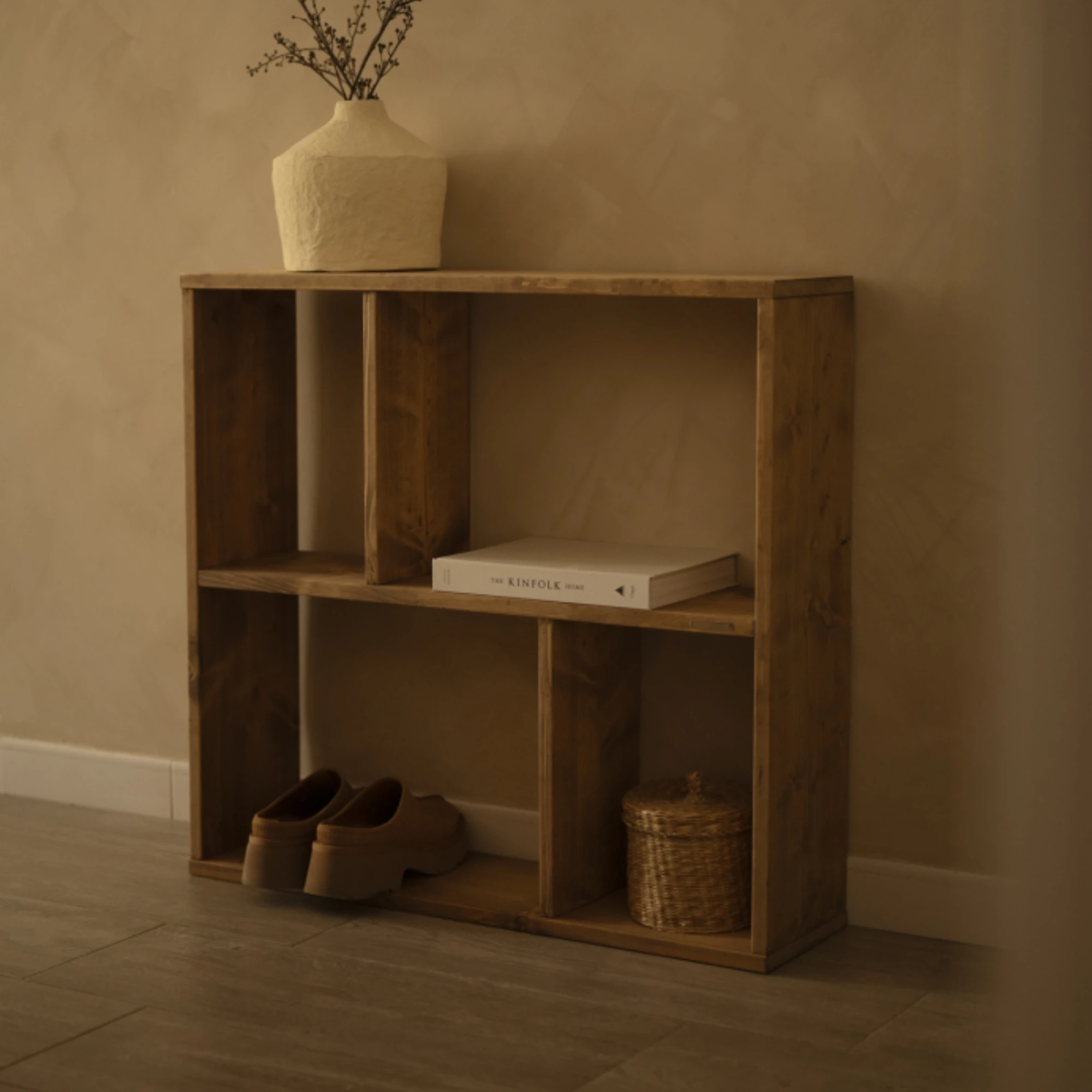 Sovata Tek Raflı 2 Bölmeli Çok Amaçlı Ahşap Raf Ünitesi