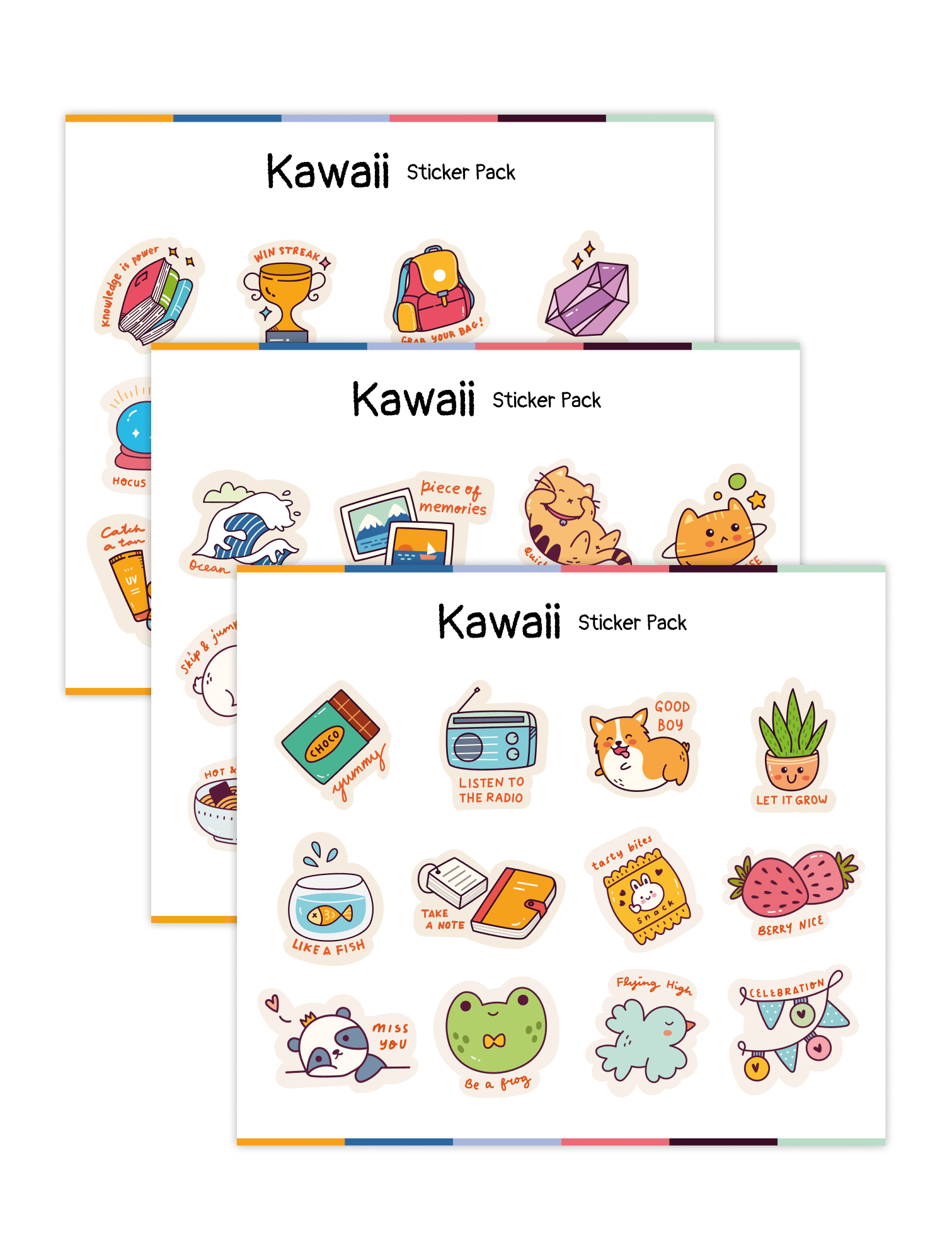 Kawaii Sticker Set 3x