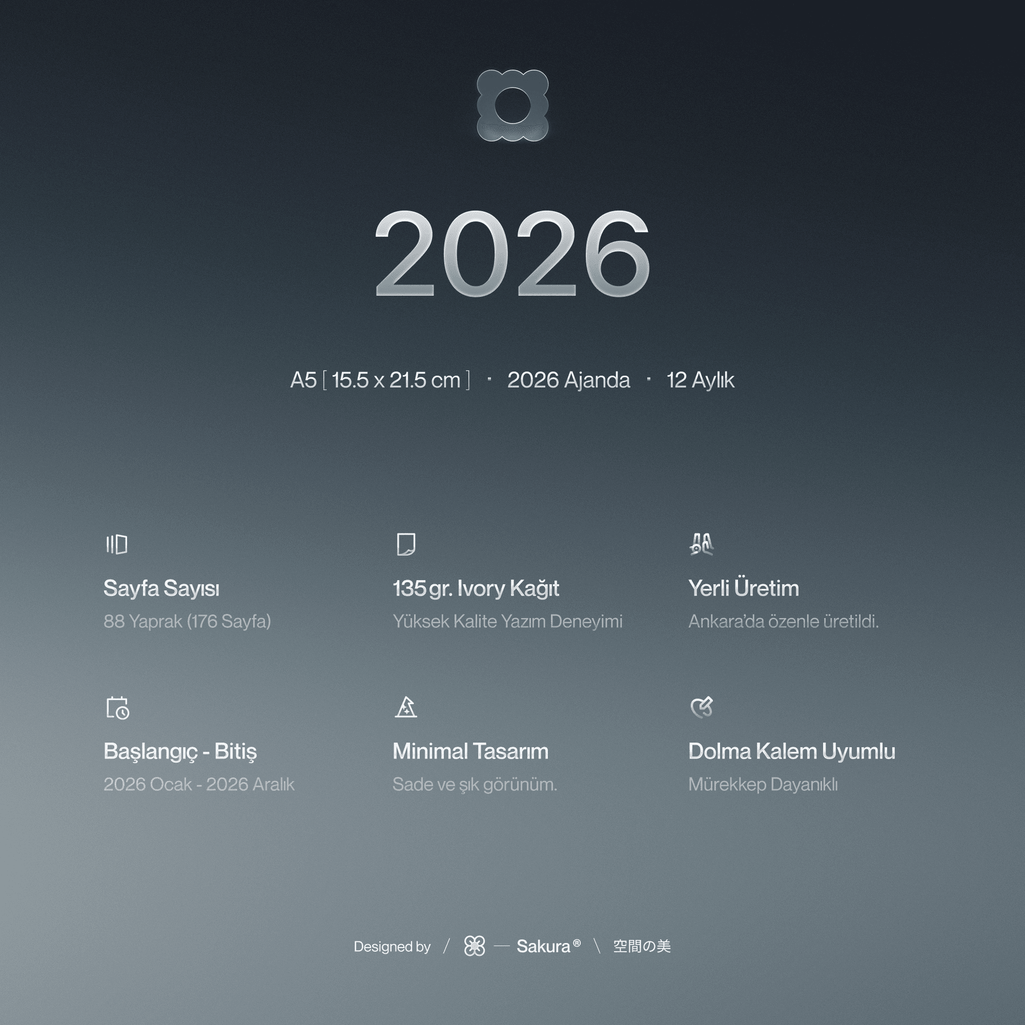 2026 Ajanda 12 Aylık - Yeşil