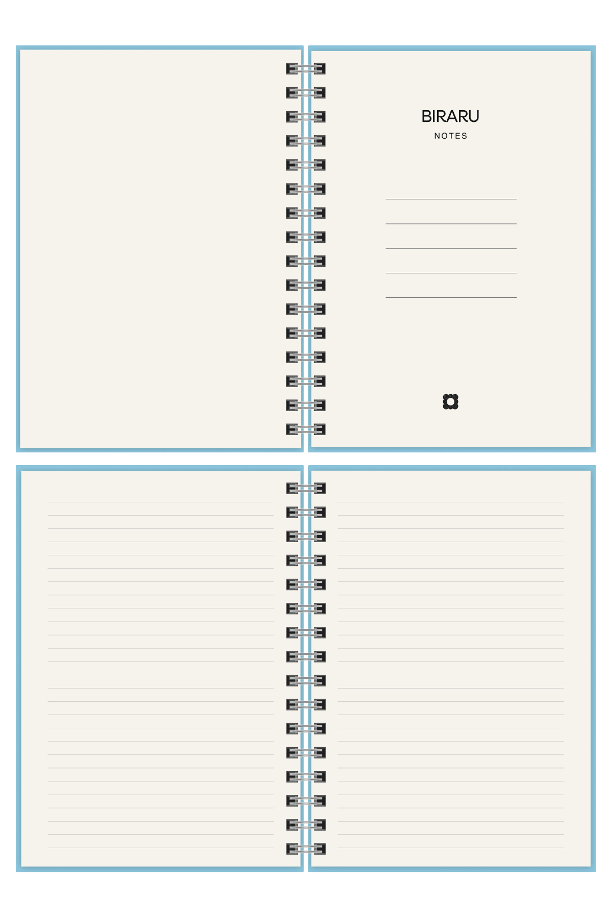 Biraru Mavi Çizgili & Noktalı Defter