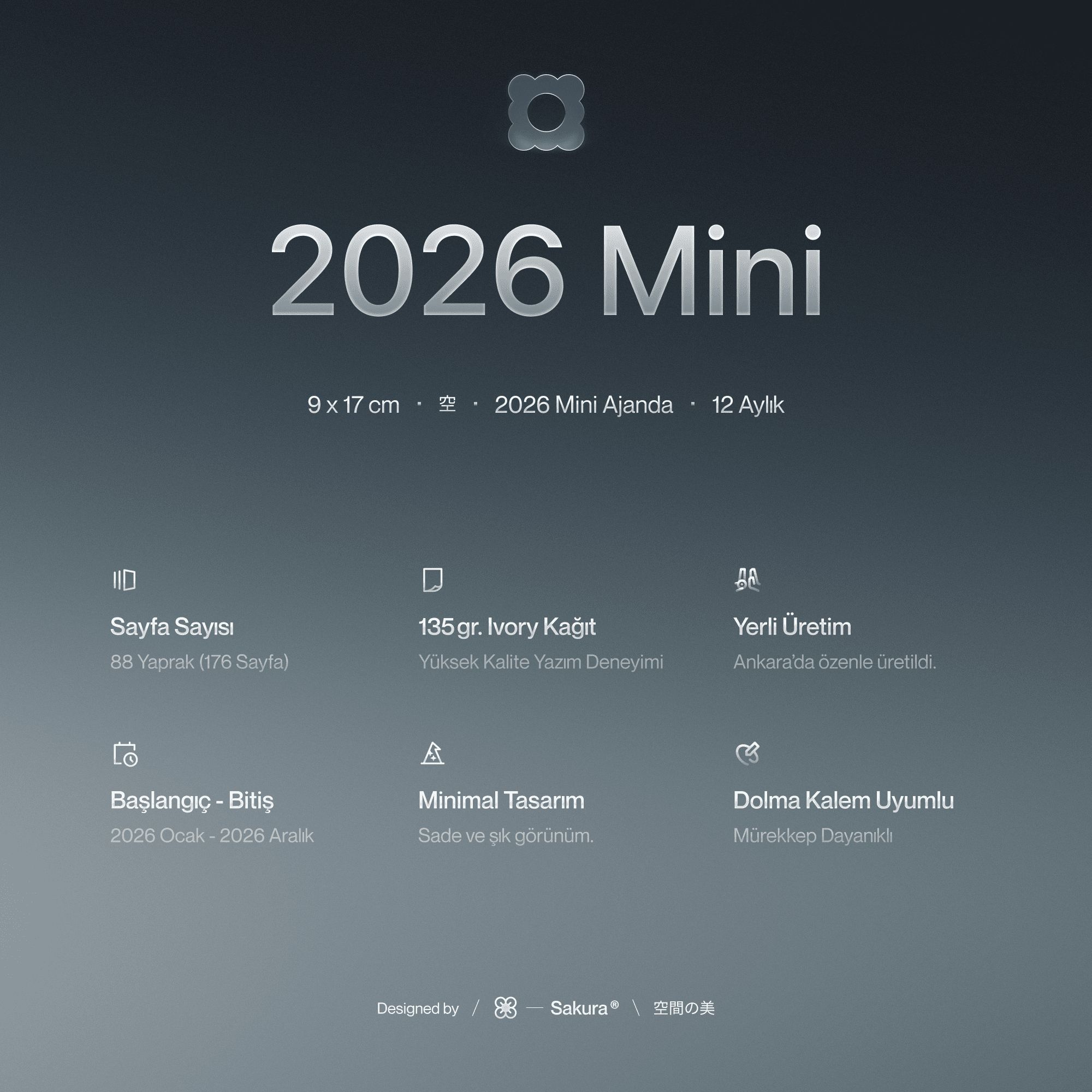 2026 Mini Ajanda 12 Aylık - Pembe