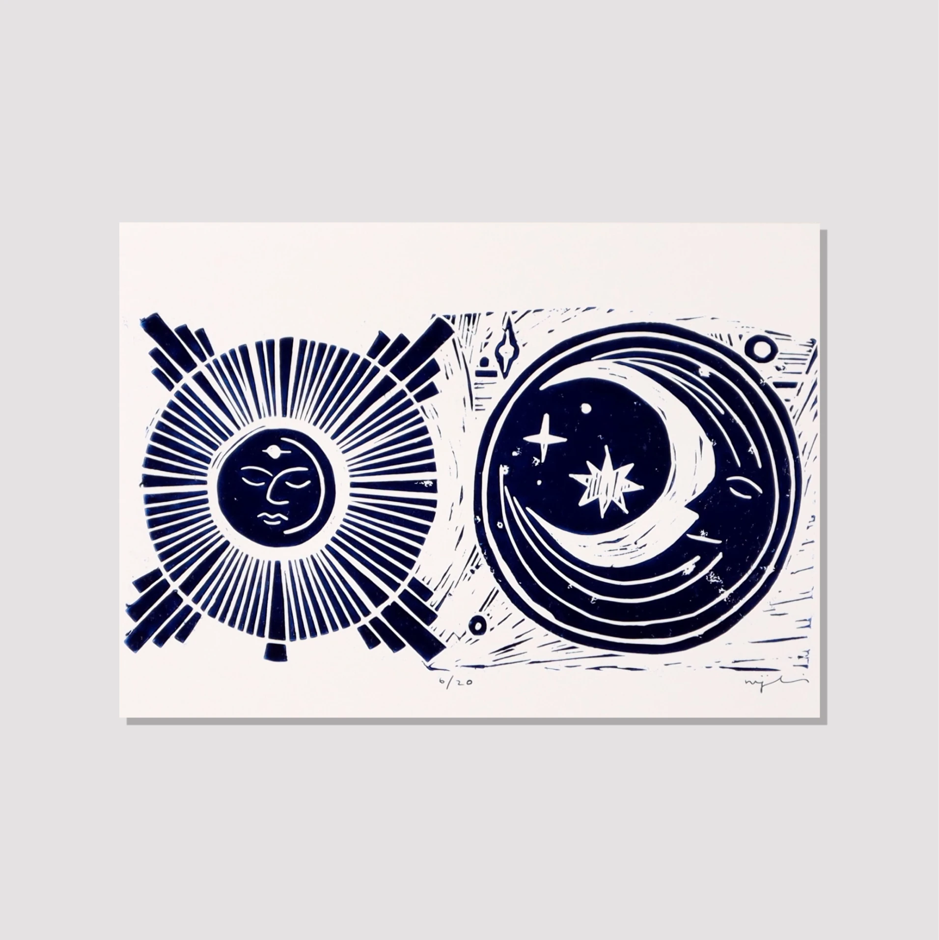 Ay ve Güneş // Linol Baskı