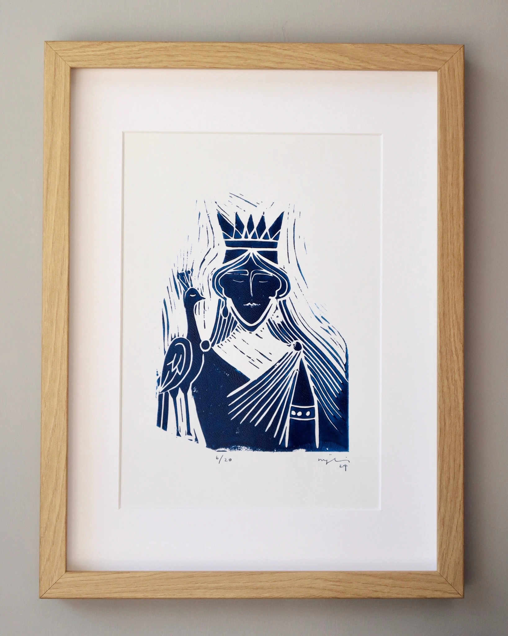 hera // çerçeveli [mavi] linol baskı