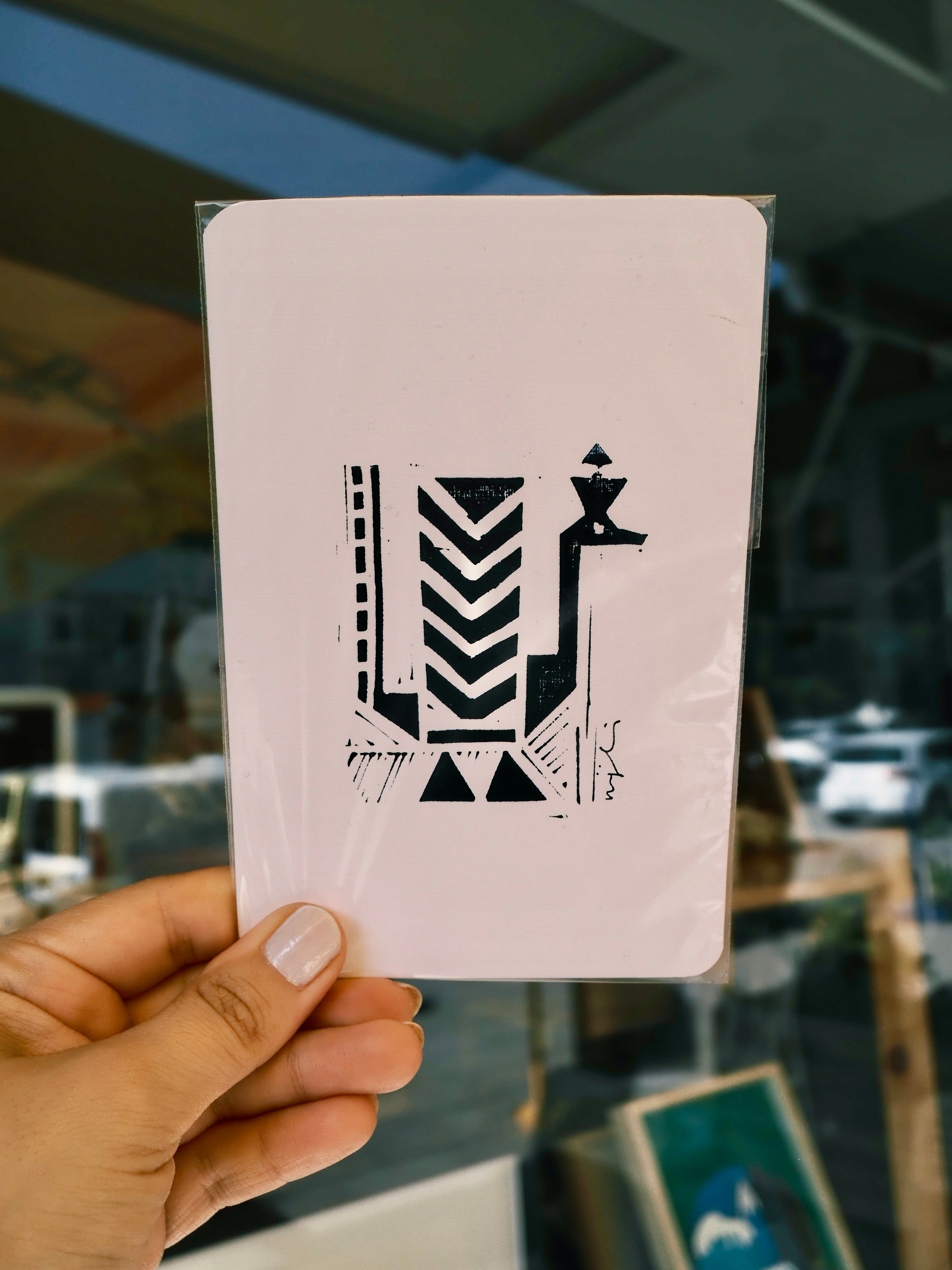 Tavus // Linol Baskı Kartpostal