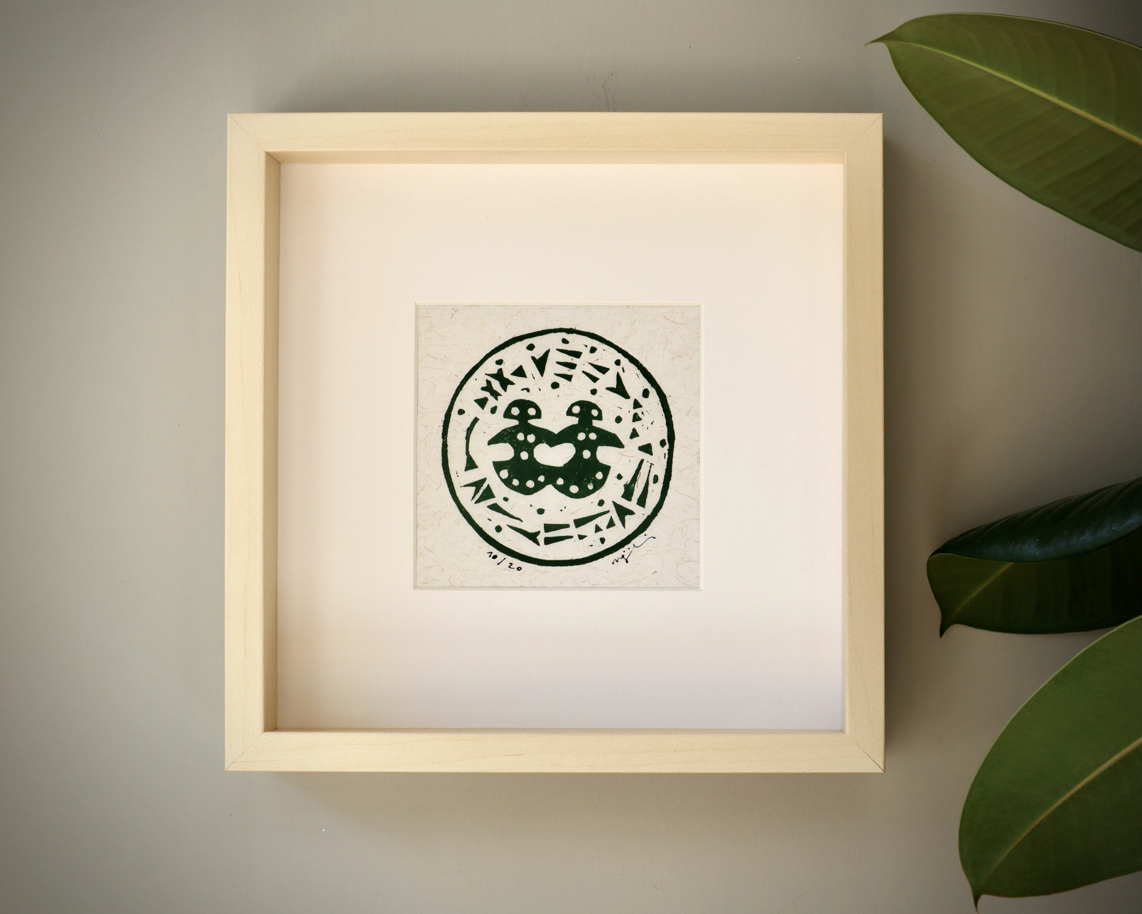 ikiz idoller // çerçeveli orijinal linol baskı