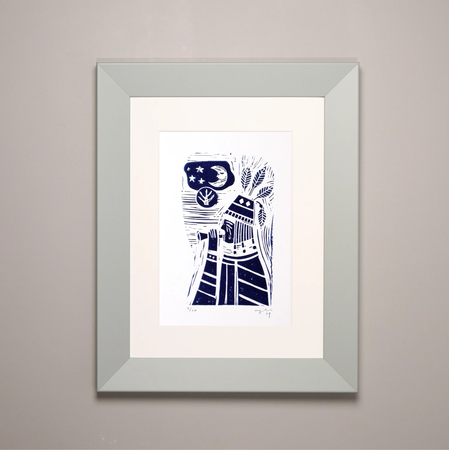 Şaman // Çerçeveli Linol Baskı